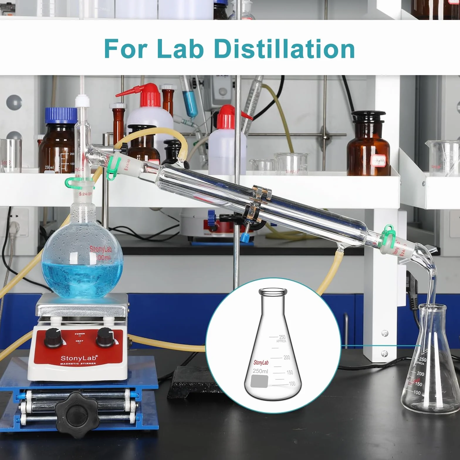 StonyLab Frascos Erlenmeyer Boca Estrecha 500ml Borde Pesado 2 Paquetes