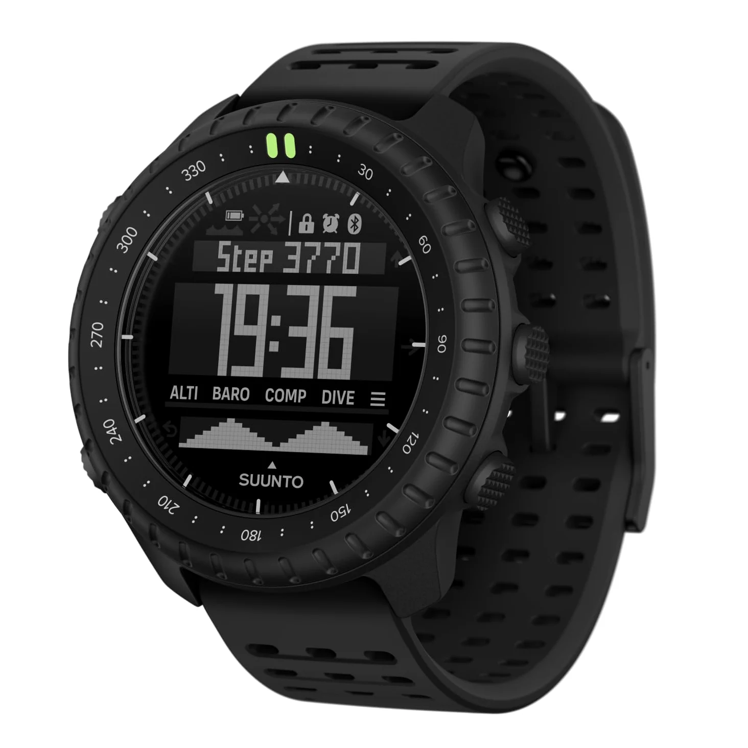 Suunto Core 2 Reloj Outdoor, 10 ATM Resistente al Agua, batería 15 Meses | Altímetro, Barómetro, Brújula, Alarma de tormenta, Retroiluminación roja/verde, Seguimiento de pasos, App SUUNTO, Negro