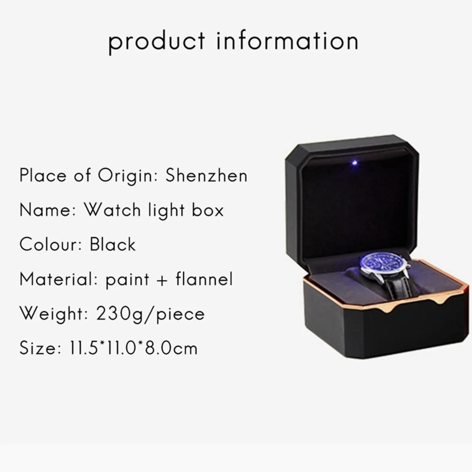 XBTGS Caja expositora octogonal con borde dorado para reloj, caja de almacenamiento de luz, caja de almacenamiento de joyas, anillos, pulseras, joyas y relojes, cajas de relojes para hombres