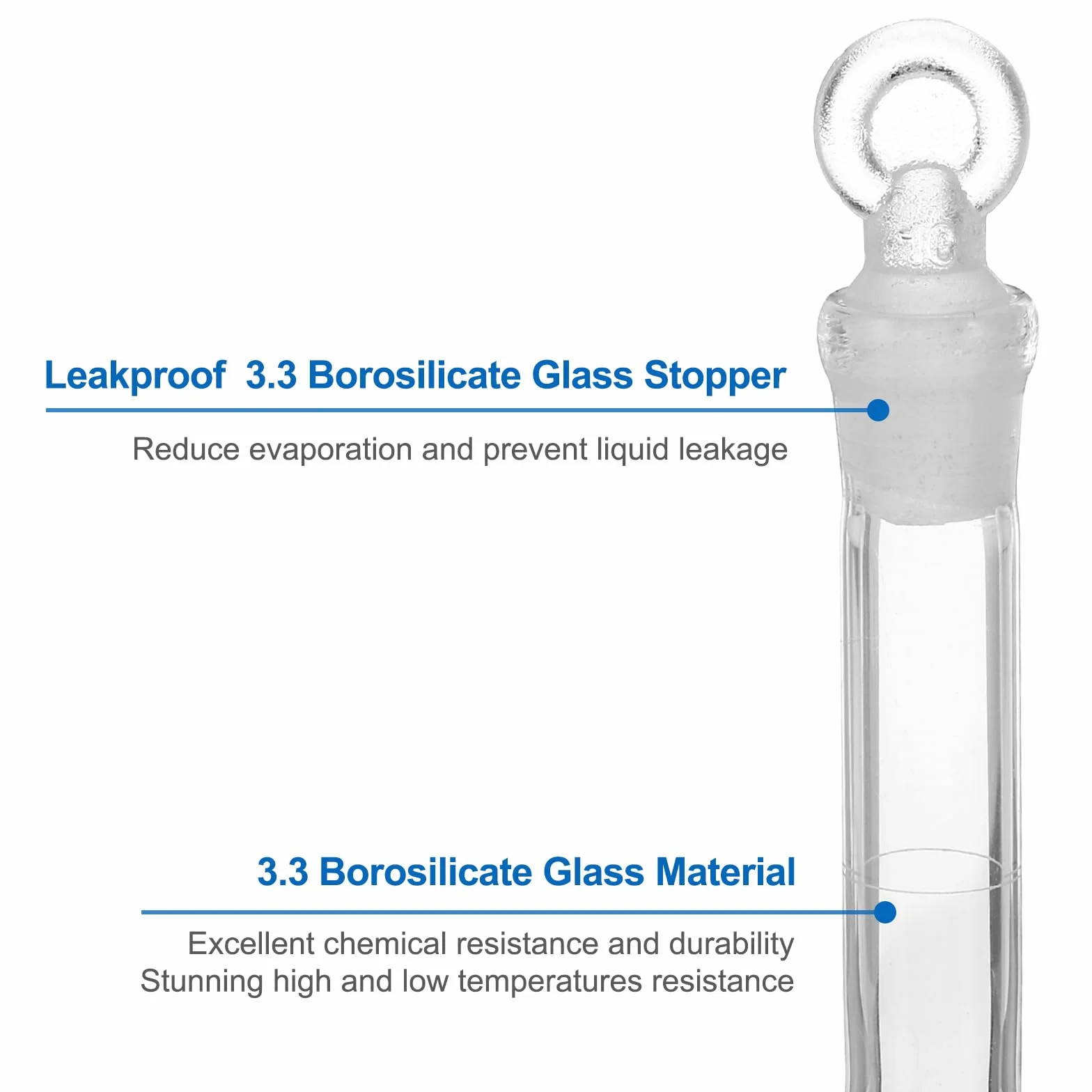 PATIKIL Matraz Volumétrico 5 ml, 2 Unidades, Vidrio Borosilicato 3.3 con Tapón de Vidrio, Tolerancia 0.21 ml