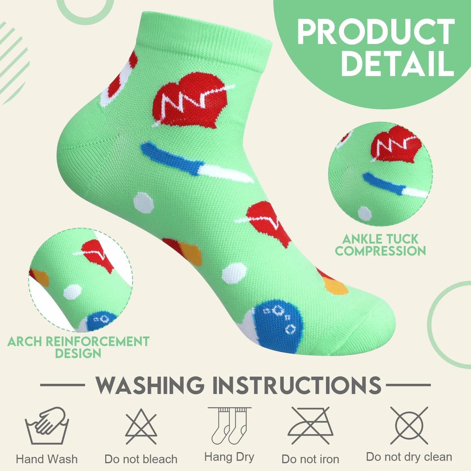 12 pares de calcetines de compresión para enfermeras para mujeres y hombres, circulación de 15-20 mmhg, calcetines de compresión de tobillo divertidos para asistentes médicos, enfermeras