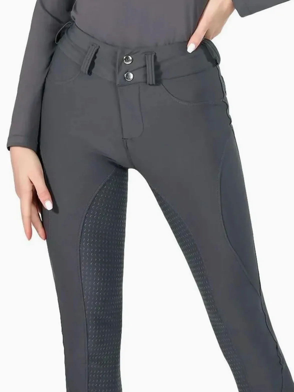 Pantalones Montar a Caballo Mujer Pantalones de equitación con Cremallera y Botones for Mujer, Mallas ecuestres, Deportivas competición(Black,L)