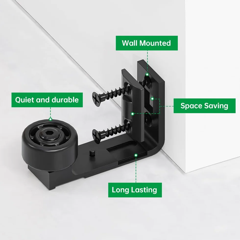 CCJH Guía de suelo ajustable para puerta corredera, soporte inferior, grosor 2,5-6 cm, negro