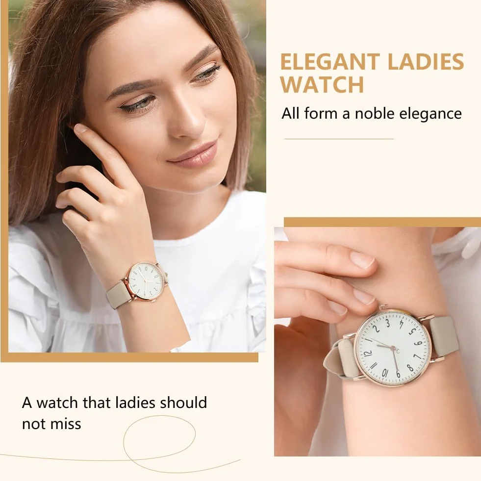 OFFCUP Reloj de Cuero para Mujer, Reloj de Analógico Cuarzo con Esfera Blanco, Reloj Mujer de 3 manecillas, Reloj de Pulsera Informal de Moda Premium para Mujeres Damas y Niñas