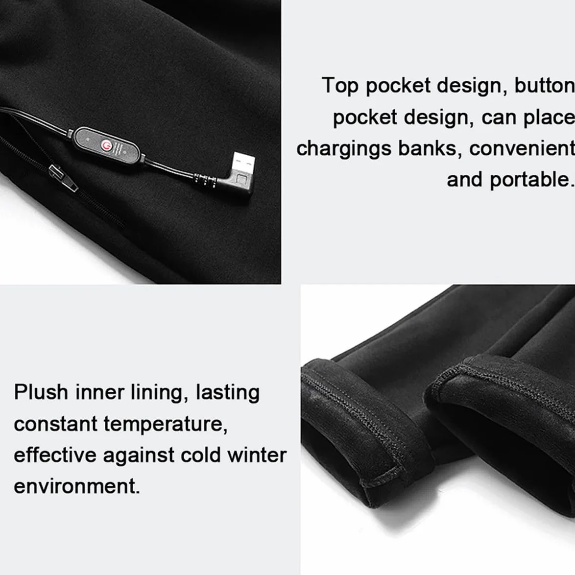 Ropa Interior térmica con calefacción eléctrica por USB, Control de 3 temperaturas, para Hombre, para Esquiar