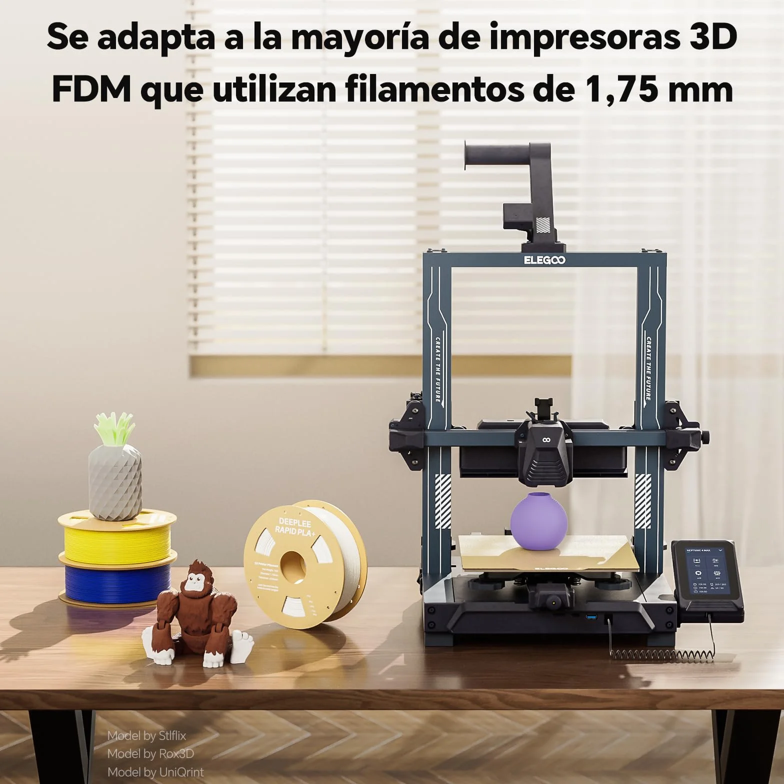 DEEPLEE Filamento PLA+ 1.75 mm 1 kg Negro Alta Velocidad 30-600 mm/s Precisión ±0.02 mm