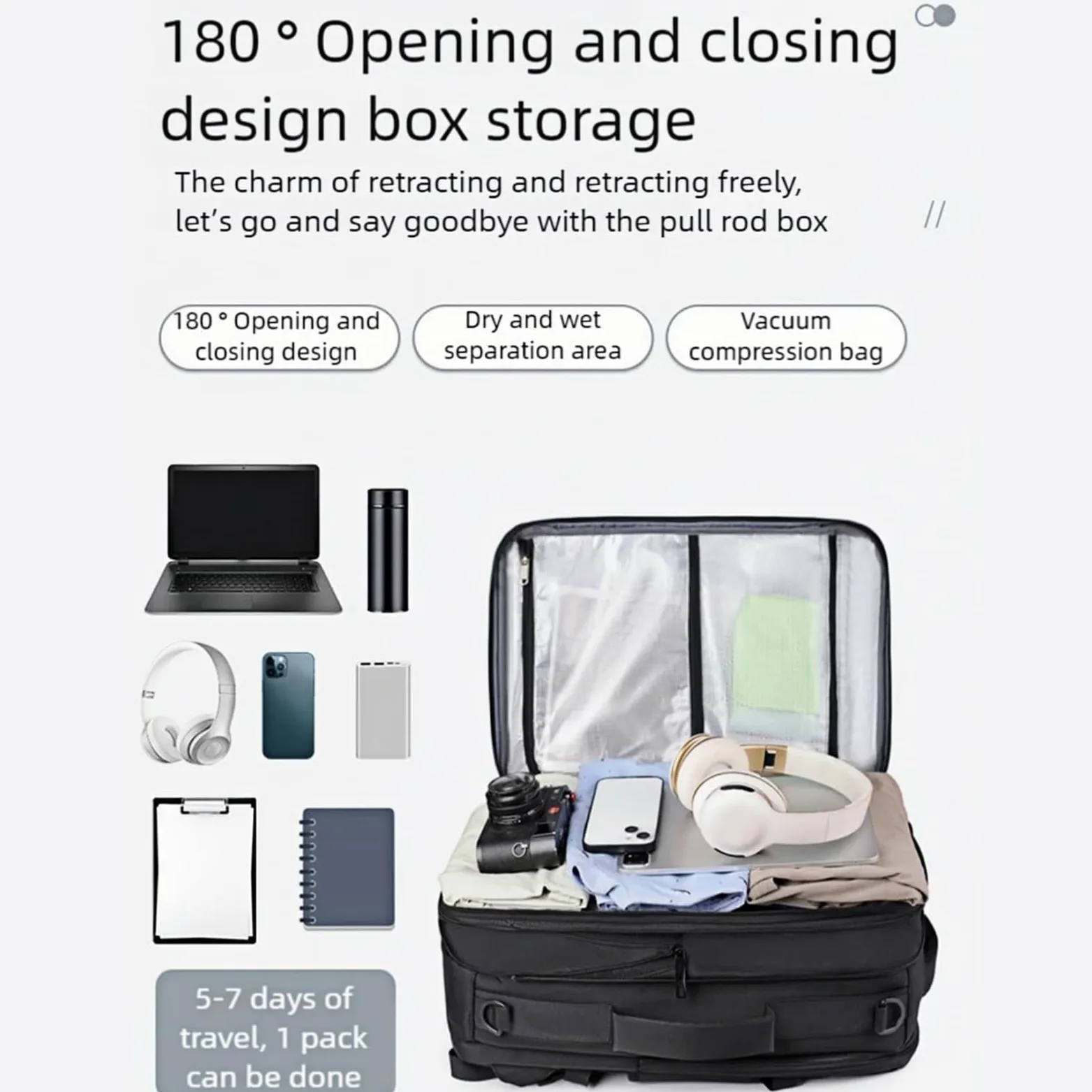 Equipaje de Cabina al Vacío Saco de Compresión Impermeable | Equipaje Expandible Ultraligero Para Viajes con Almacenamiento Prolongado de Ropa, Viajes al Aire Libre y Travesías