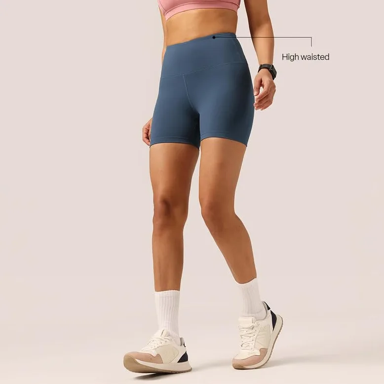 BlissClub Ultimate Shorties Lite - Pantalones cortos de gimnasio para mujer, entrenamiento, pantalones cortos deportivos, pantalones cortos de natación y faja moldeadora para abdomen, cintura alta y