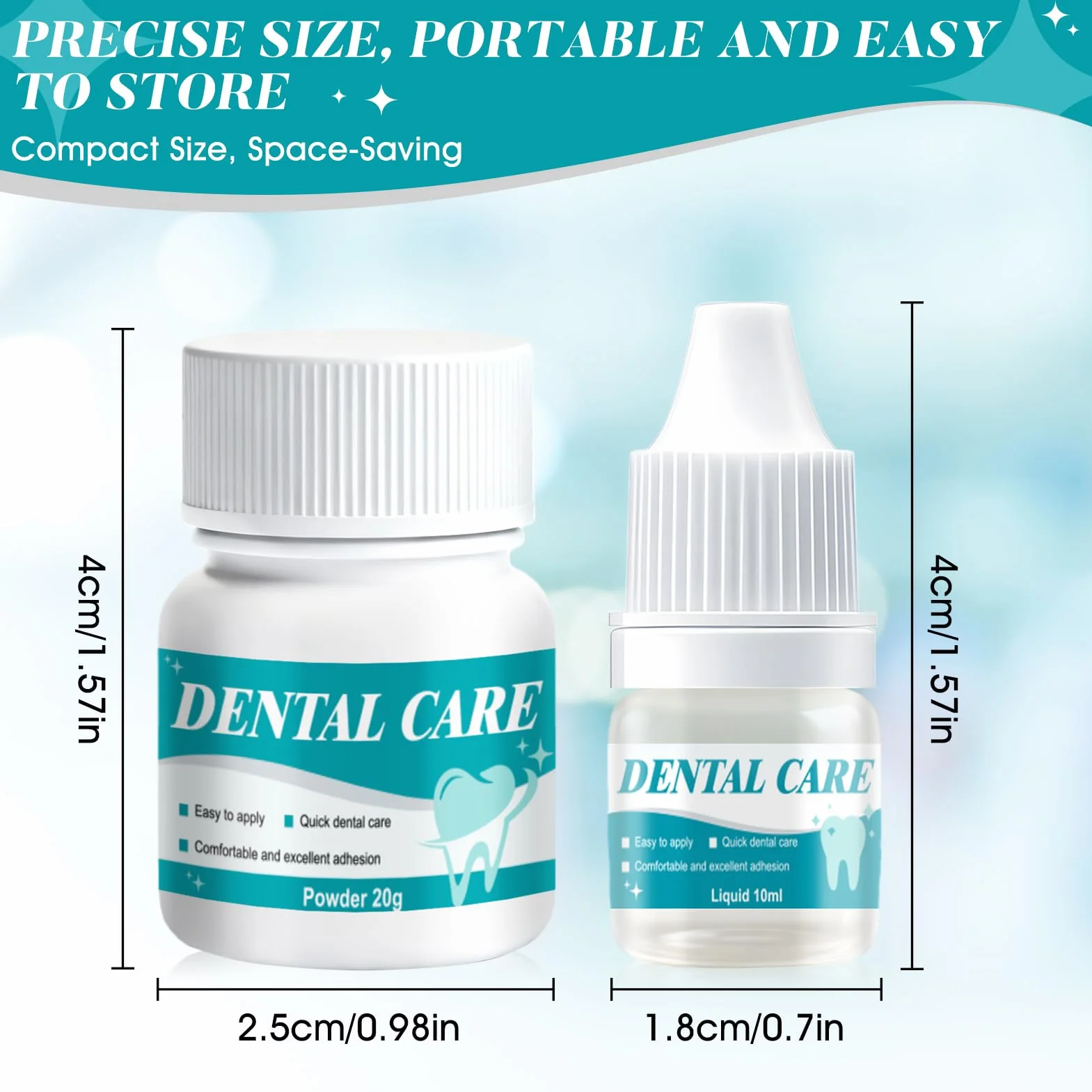 Cemento Dental Adhesivo para Caries Empastes Puentes Coronas Rellenos Secado Rápido 4 Piezas