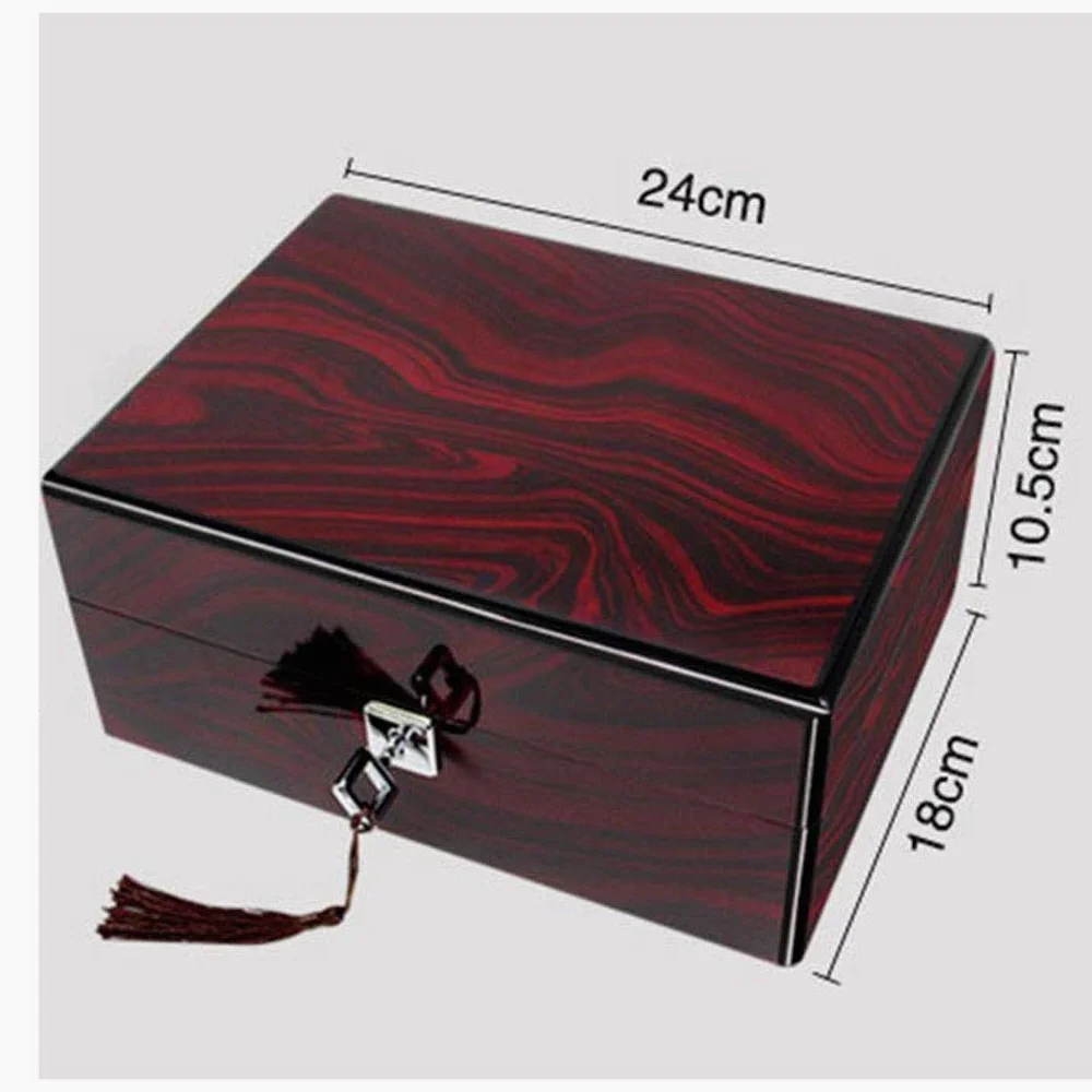 XBTGS Caja de reloj de madera – Caja de regalo de colección de joyas con patrón de madera maciza con cerradura,
