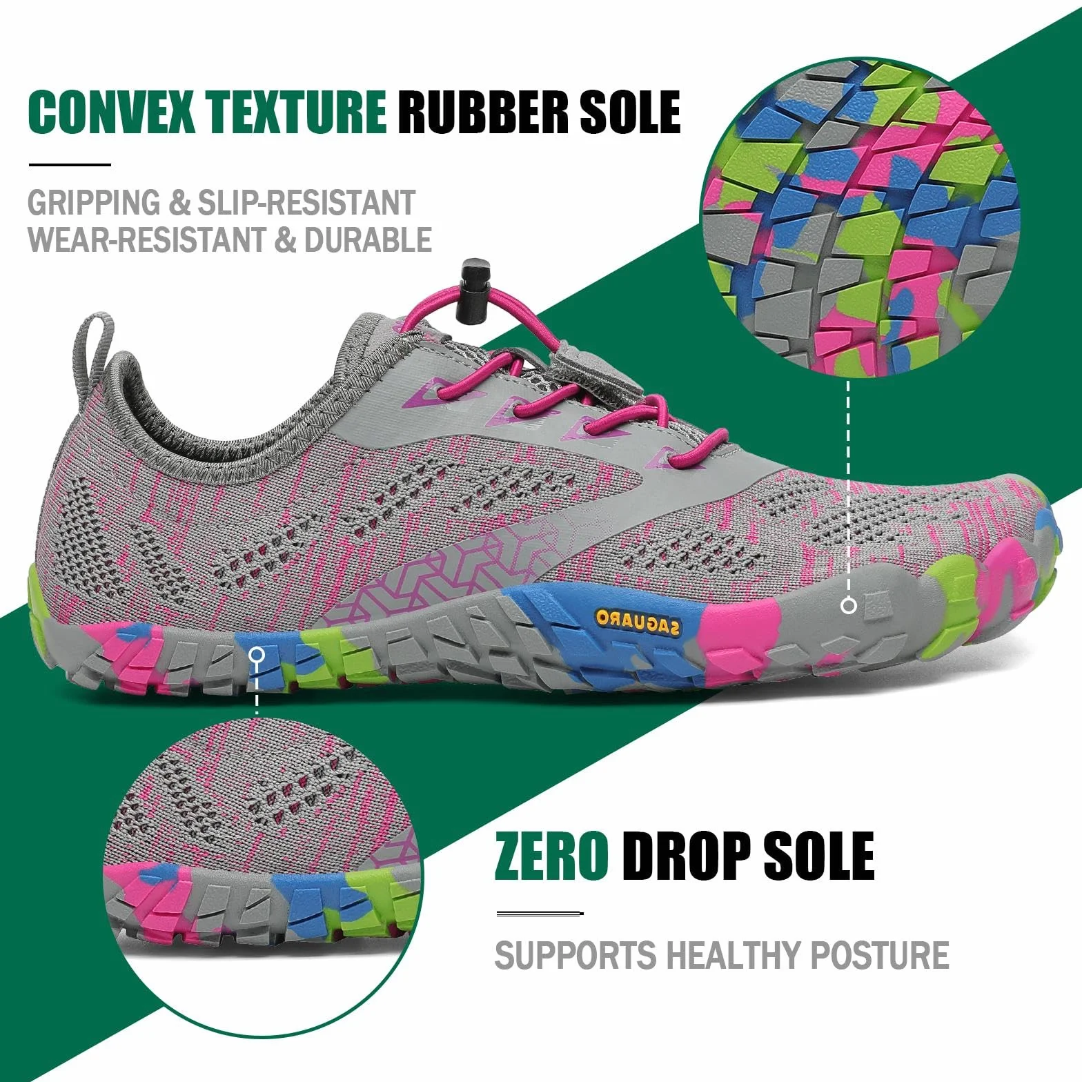 SAGUARO Zapatillas Barefoot Hombre Mujer Zapatos Minimalistas Trail Running Zero Drop Suela 36-48 EU