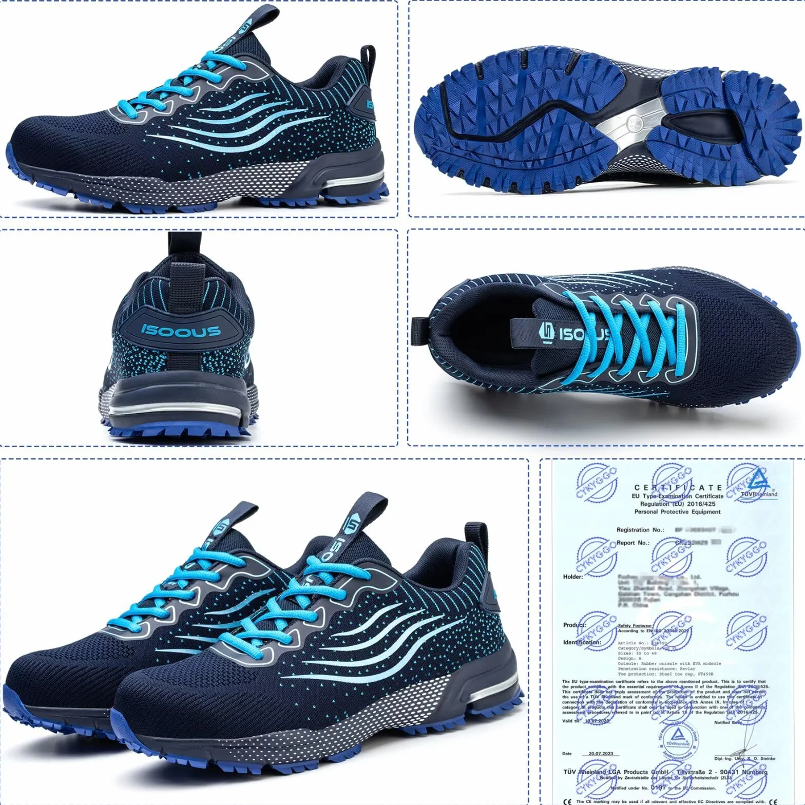 Zapatos de Seguridad para Hombre Mujer Zapatillas Trabajo Comodo Ligero Calzado de Seguridad con Punta de Acero Transpirable