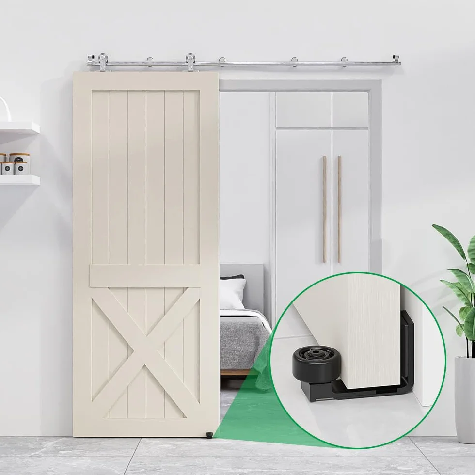 CCJH Guía de suelo ajustable para puerta corredera, soporte inferior, grosor 2,5-6 cm, negro