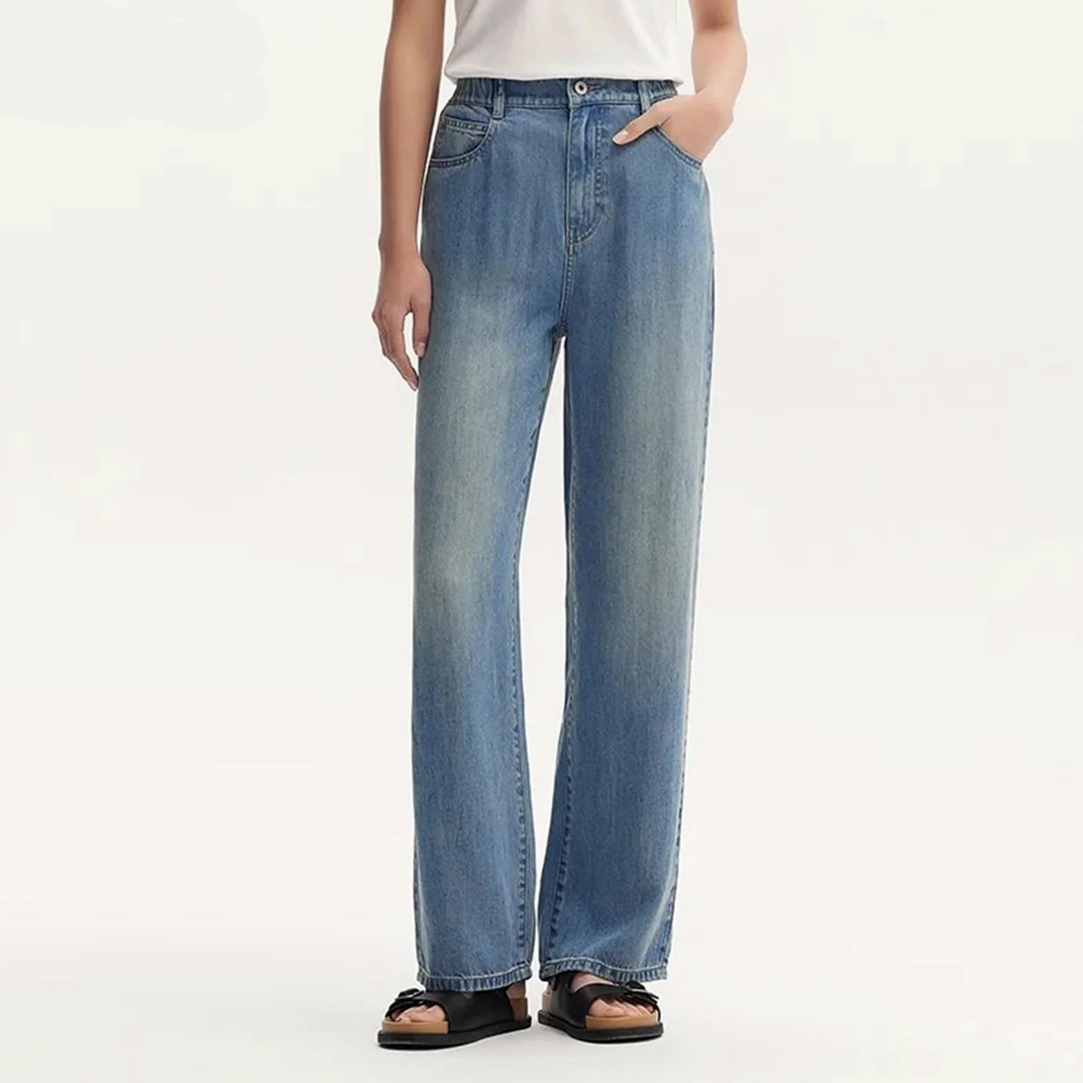 Pantaloni larghi Casual Pantalones Largos de Cintura elástica for Mujer, versión veraniega, Pantalones Anchos de sensación Fresca.