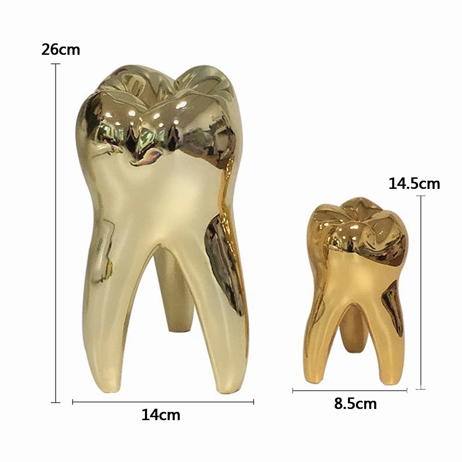 Adorno personalizado de resina con dientes dorados, decoración única de estatua dental para dentista, higienista dental, asistente dental