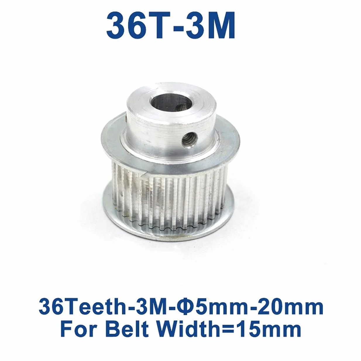 Polea síncrona HTD 3m 36 Dientes, Orificio 8-17mm, Ancho 15mm
