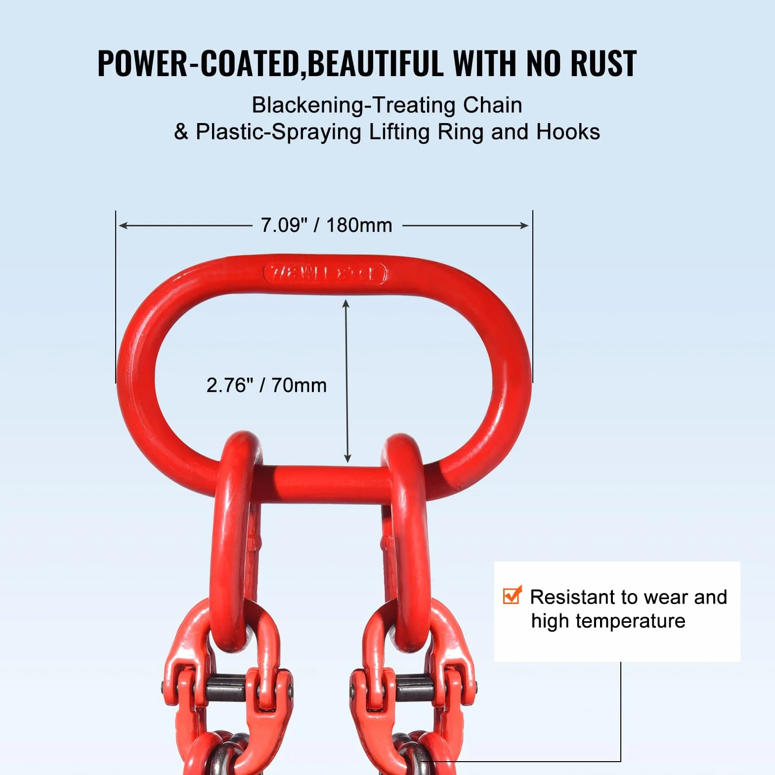 VEVOR Eslinga de Cadena de Elevación 4 Cadenas G80 10mm x 300cm 8344 kg