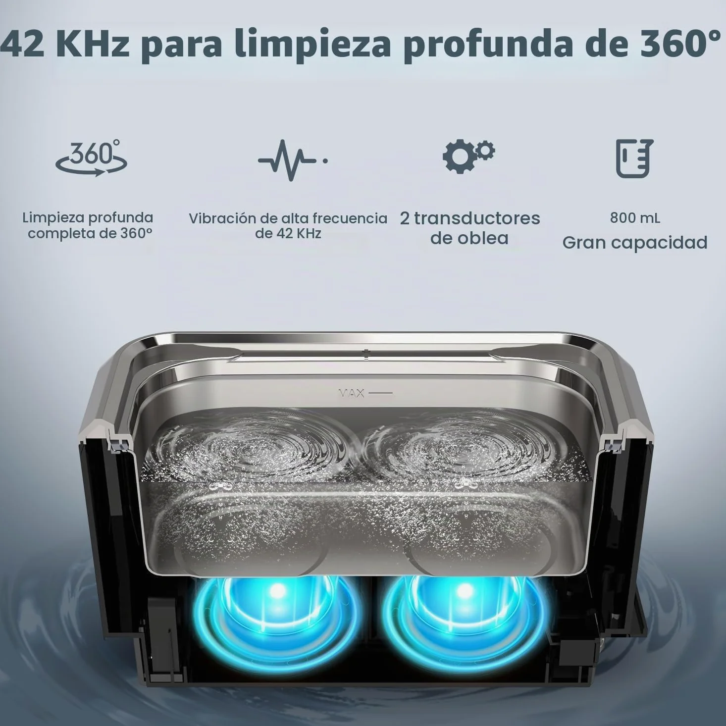 PELCAS Limpiador Ultrasonidos con Transductores Duales Limpiador Ultrasónico 800ML 42KHz con Pantalla Táctil y 5 Configuraciones de Tiempo para Anteojos, Relojes, Joyas, Dentaduras Postizas (Negro)