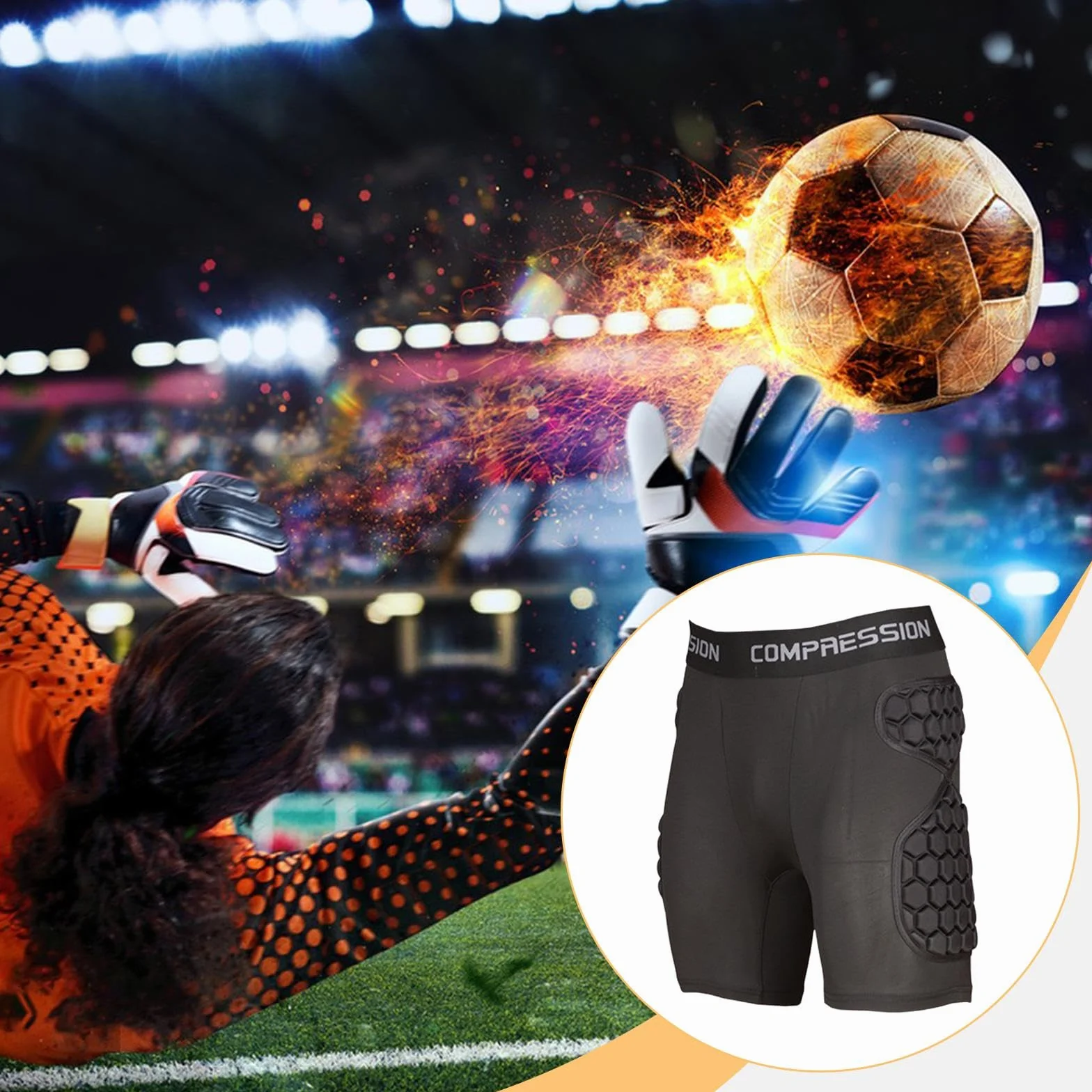 Perfeclan Pantalones Cortos de de fútbol con Acolchado de Espuma EVA para Todas Las Estaciones, Protector de Muslos