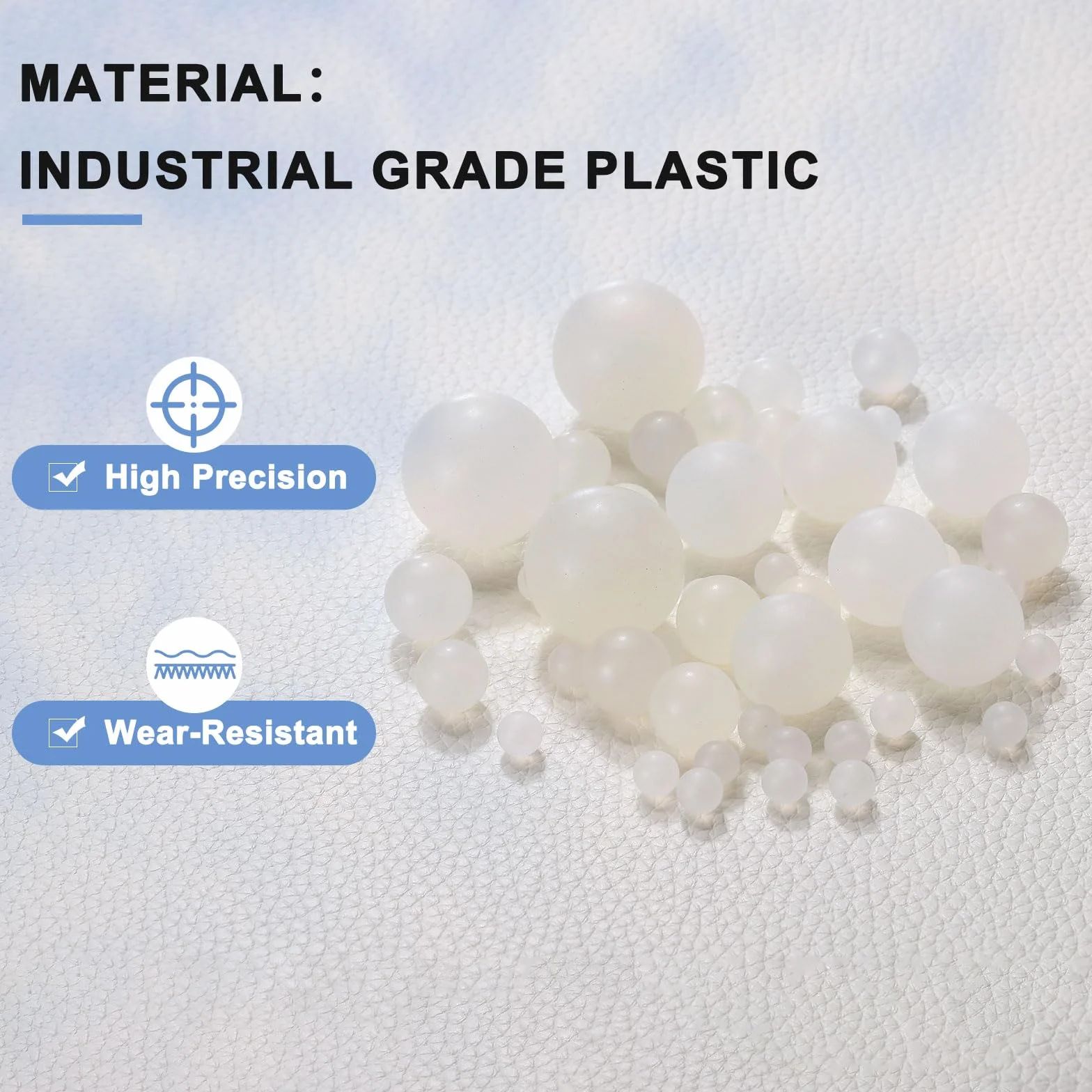 sourcing map 20 bolas de rodamiento de plástico PP 20 mm, bolas sólidas de precisión, blanco