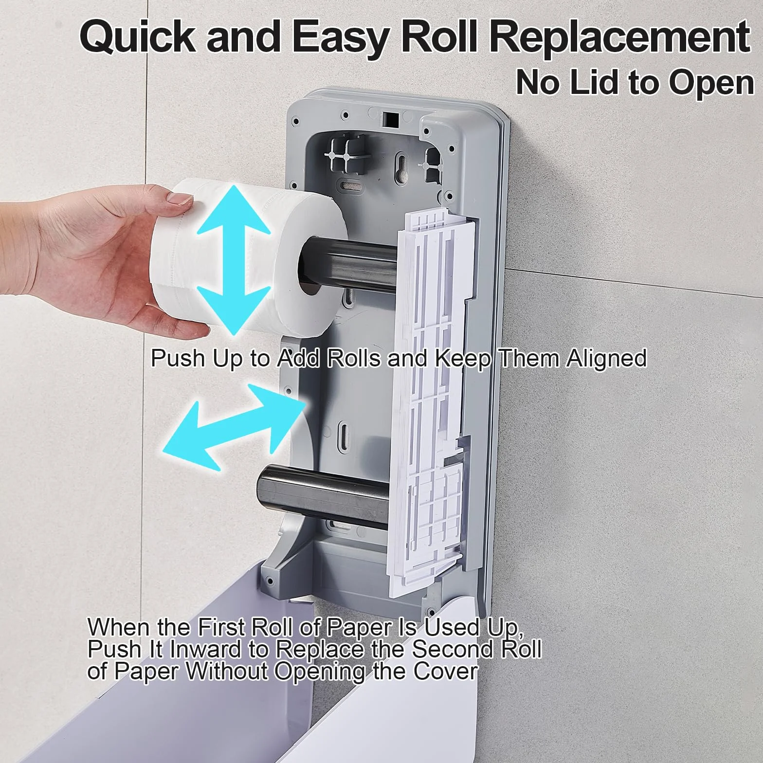 Pollock Dispensador de Doble Rollo de Papel Higiénico, Montaje en Pared, Gran Capacidad, Blanco
