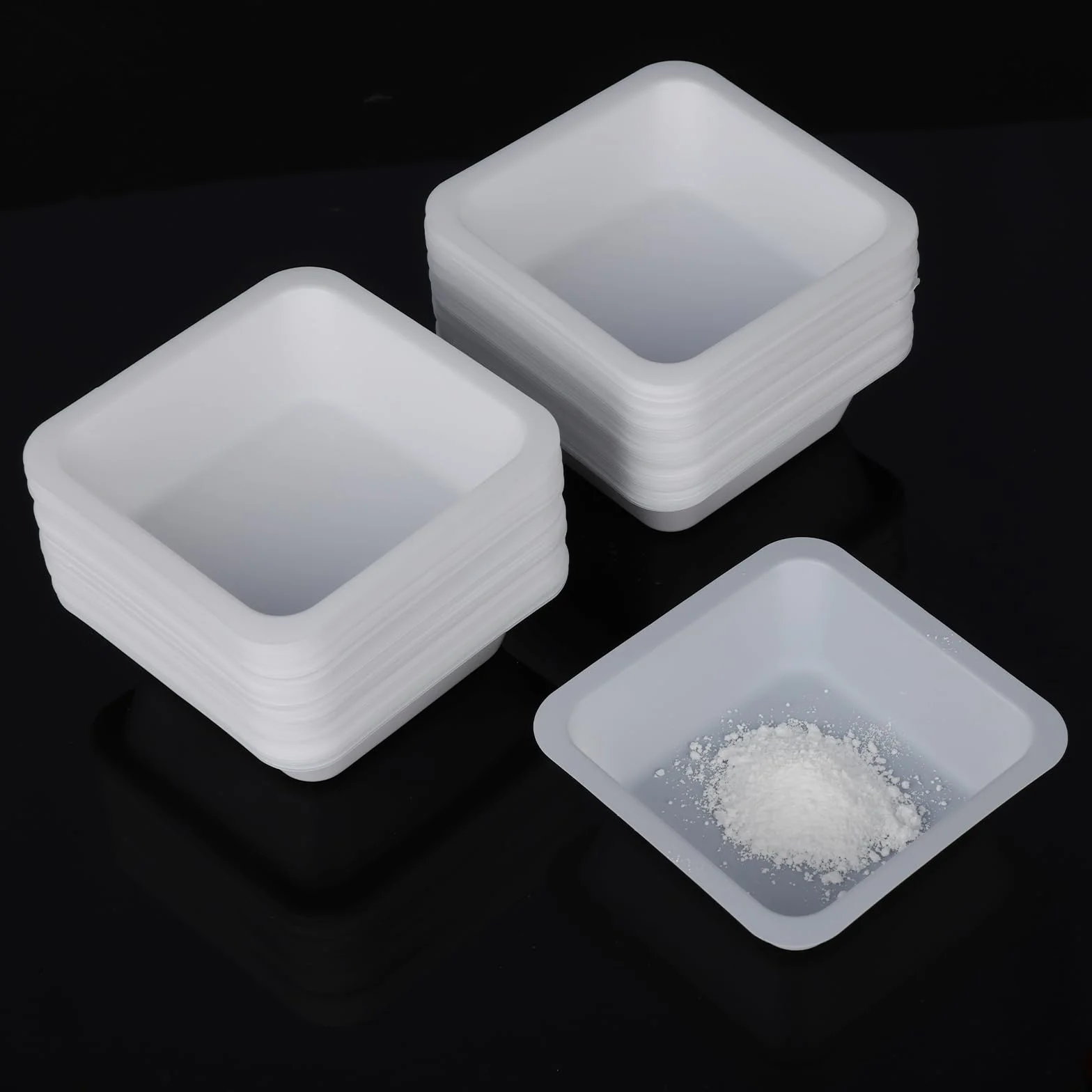 Stonylab Barquillas de Pesaje Medianas 100 ml Paquete de 100 Bandejas Desechables de Plástico para Balanzas