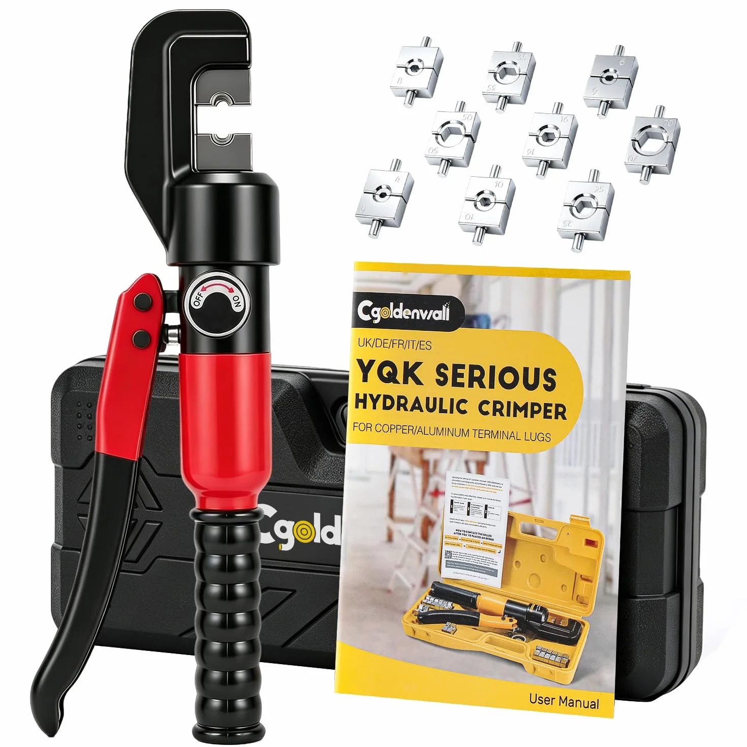 CGOLDENWALL Crimpadora Hidráulica Manual YQK-70 4-70m㎡ Mango Aislado Cabezal C