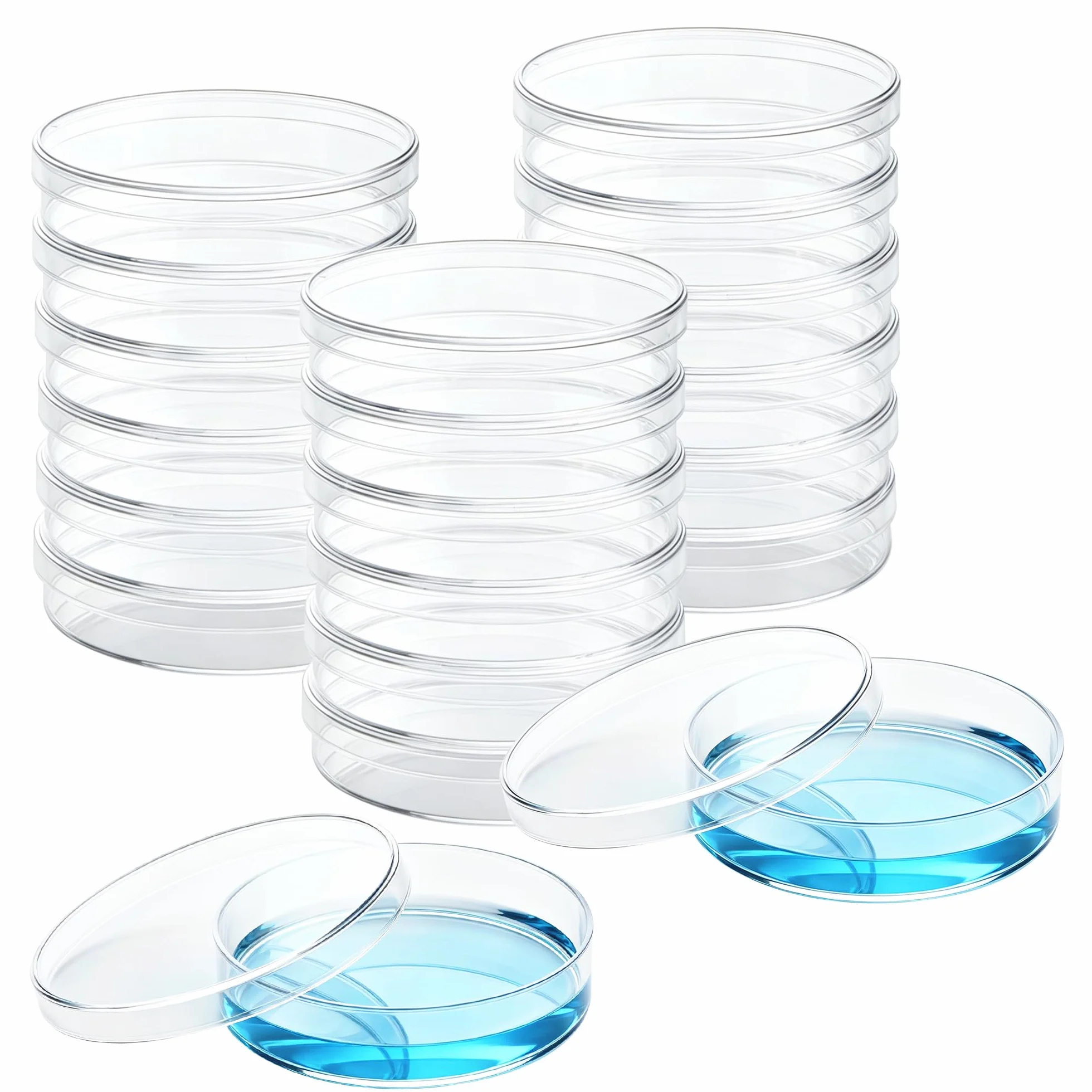 Placas de Petri de Plástico Estéril 70 mm x 15 mm Transparente con Tapa para Laboratorio
