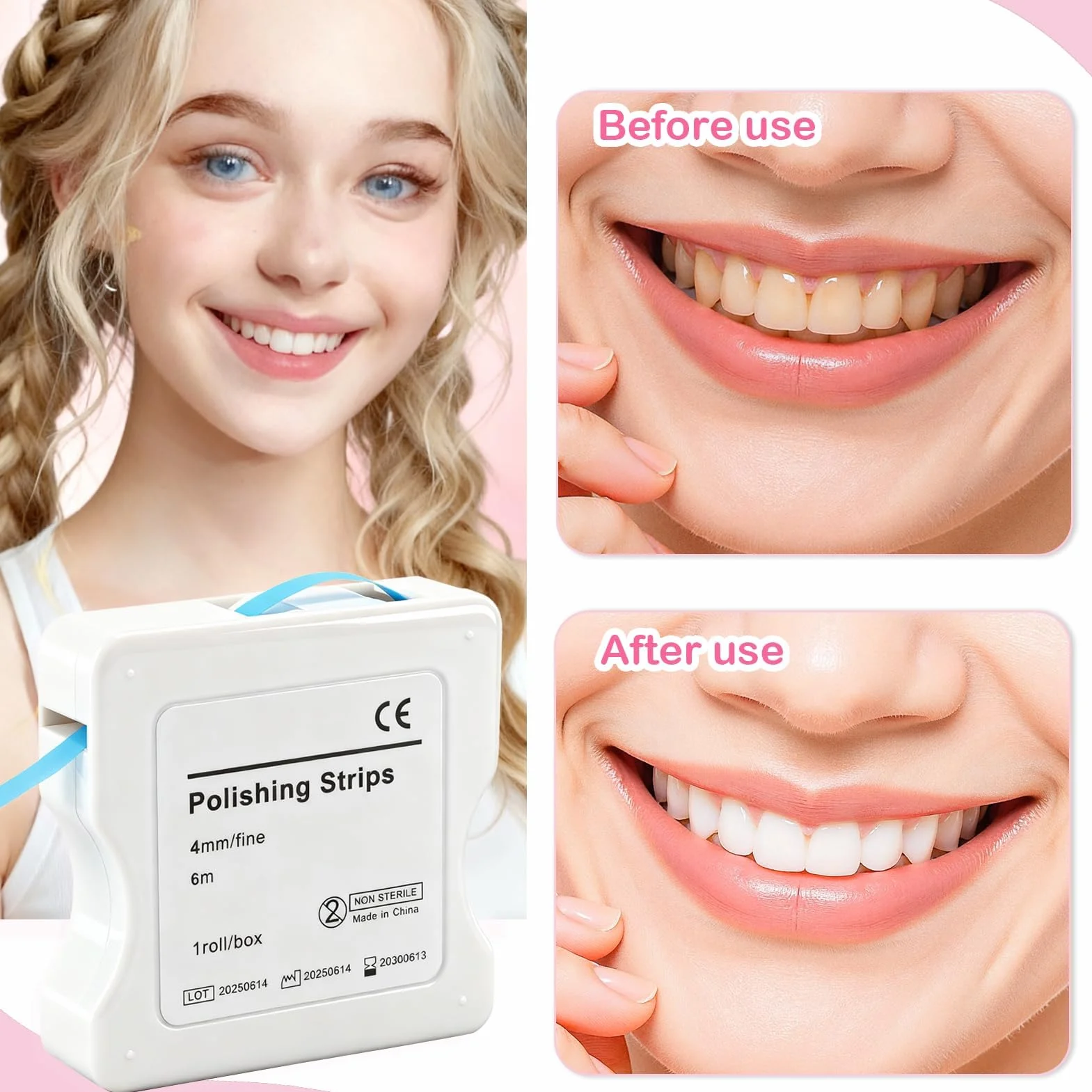 Papel de lija interdental 6 m arena fina rollo resina pulido dental