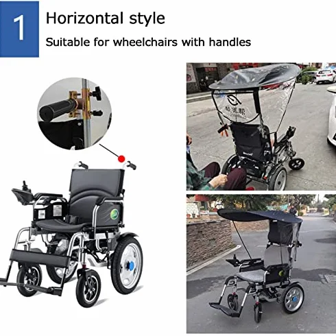 XYNSNDB Toldo para sombrilla para Silla de Ruedas: Paraguas eléctrico con protección UV y Cubierta para la Lluvia, Abrazadera Compatible con la mayoría de Las sillas de Ruedas
