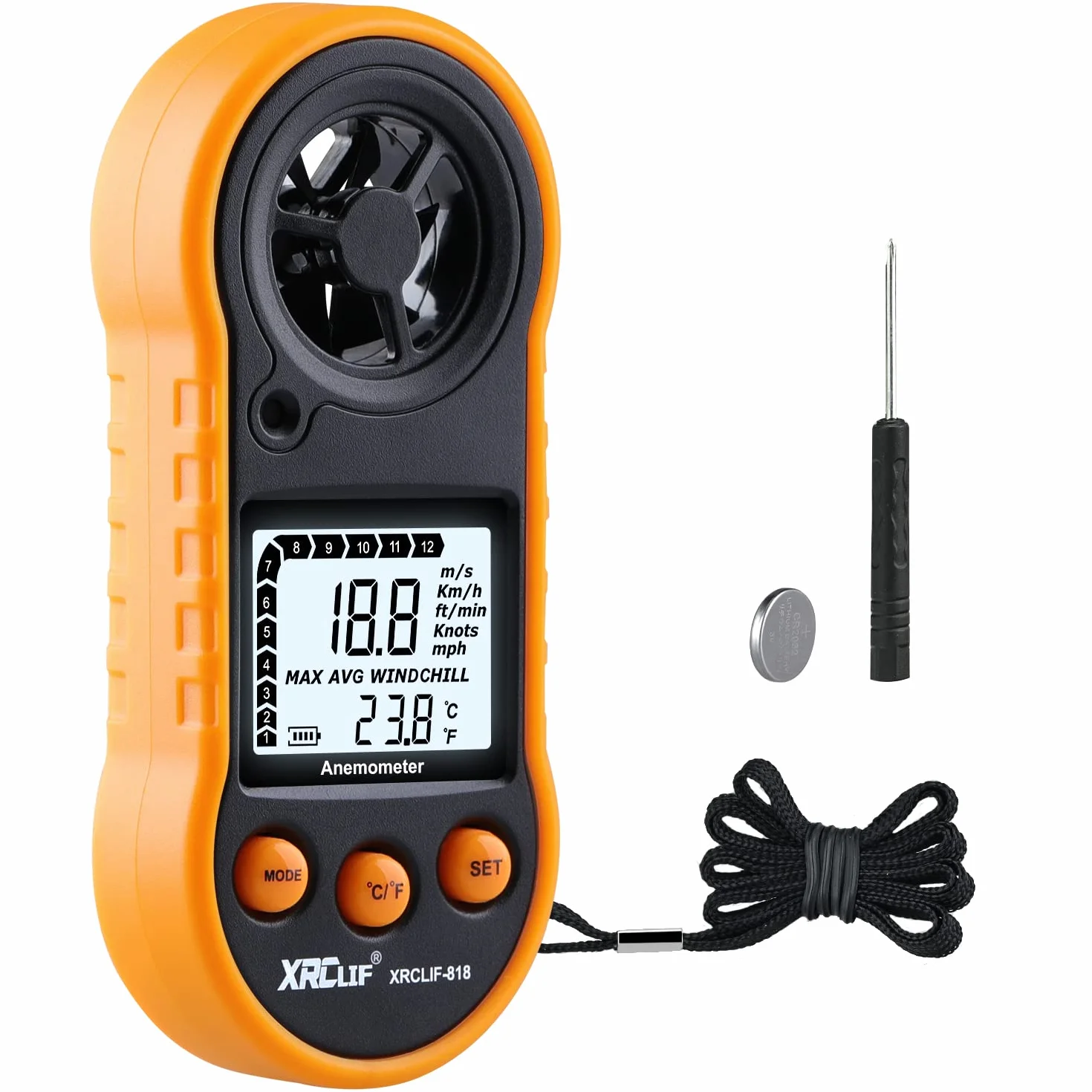 Anemómetro Digital Medidor de Velocidad del Viento XRCLIF Medidor de Flujo de Aire para Temperatura