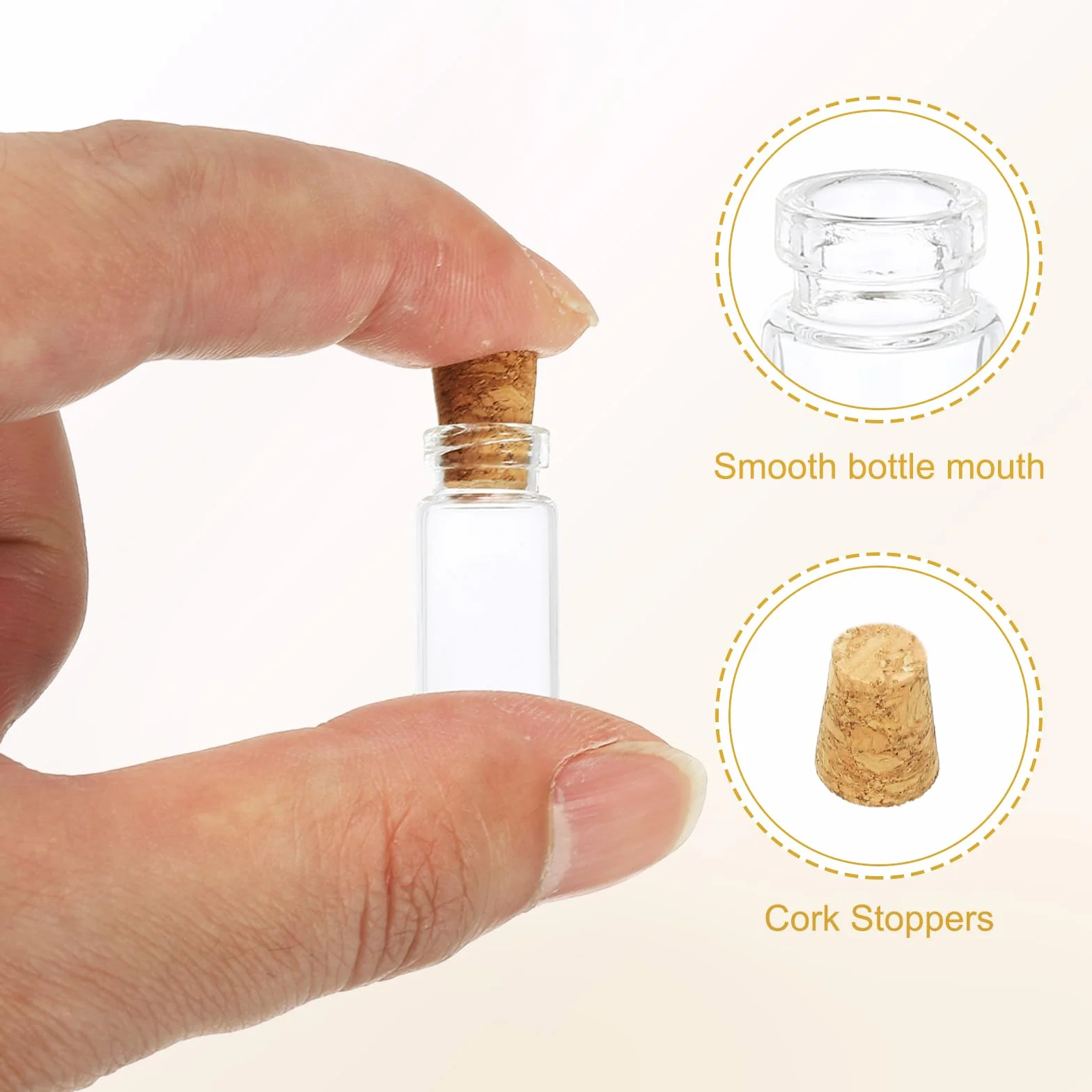 PATIKIL 100Pcs 1ml Mini Frascos de Vidrio con Tapones de Corcho