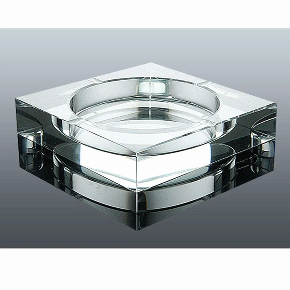 Cenicero cuadrado de cristal – Cenicero pequeño decorativo de cristal transparente para interiores y exteriores – 3.9 pulgadas – Accesorio creativo para el hogar para uso doméstico