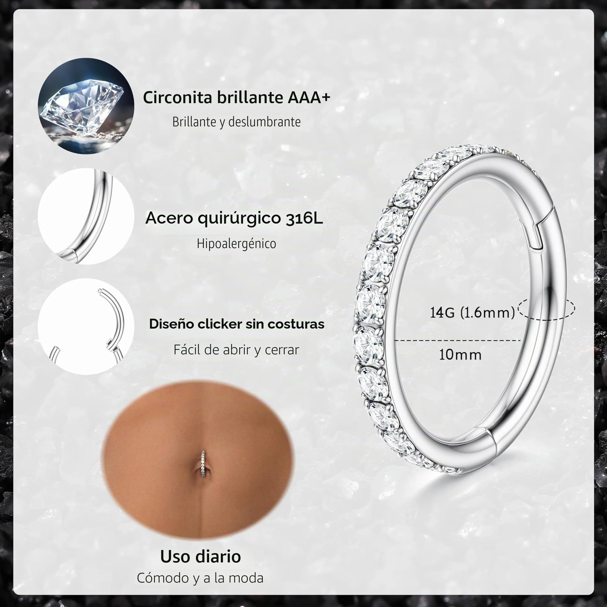 Diamday 2Pcs 14G Piercing Ombligo Acero Quirurgico Piercing Ombligo Septum Plata Mariposa Corazón Estrella Hélice Tragus Cartílago Piercings Corporal Piercings Joyas para Mujer Oro