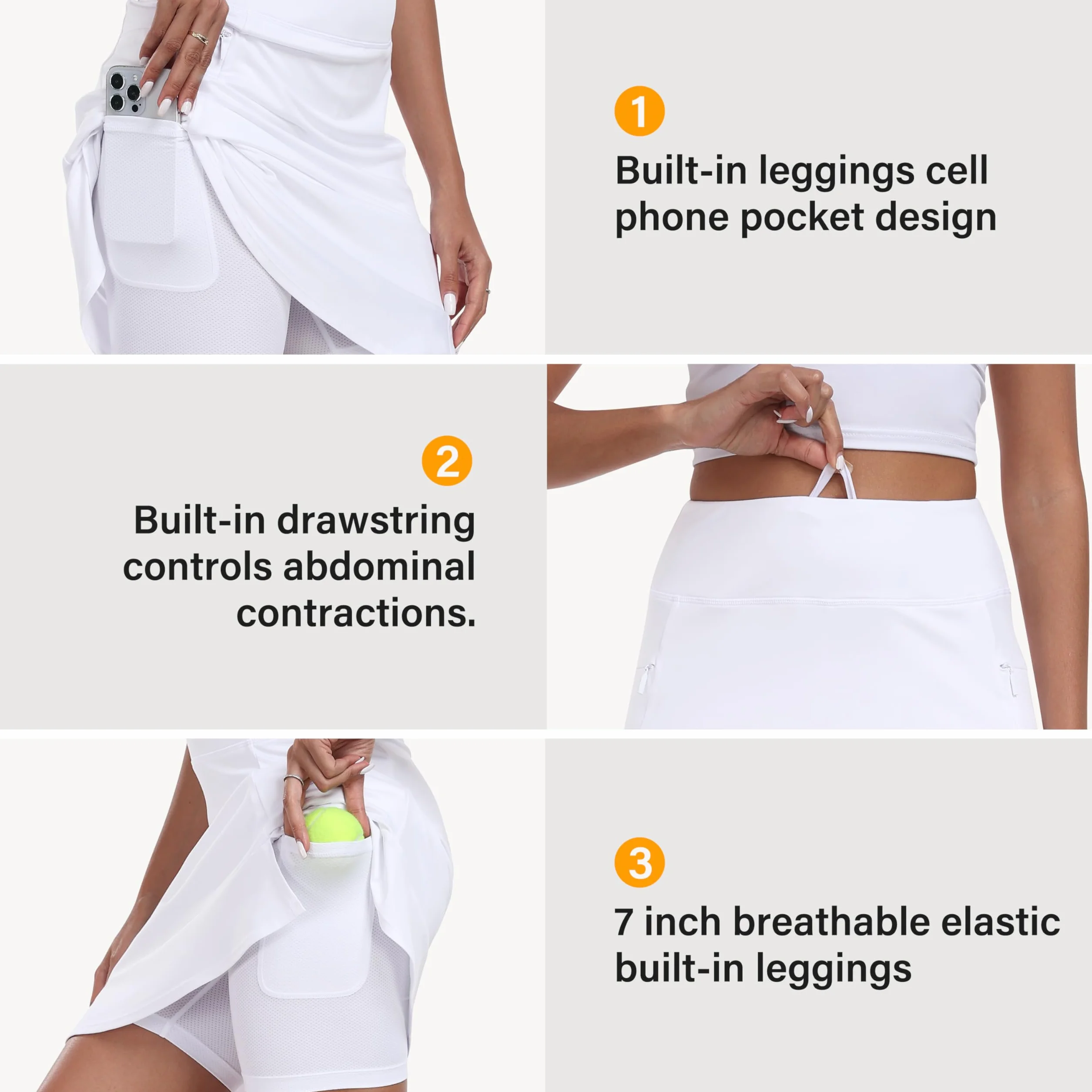 MoFiz Falda de Tenis Plisada para Mujer con pantalón Interiores, Cintura Alta, hasta la Rodilla, para Golf Deportes de Verano, Yoga, Senderismo, Correr