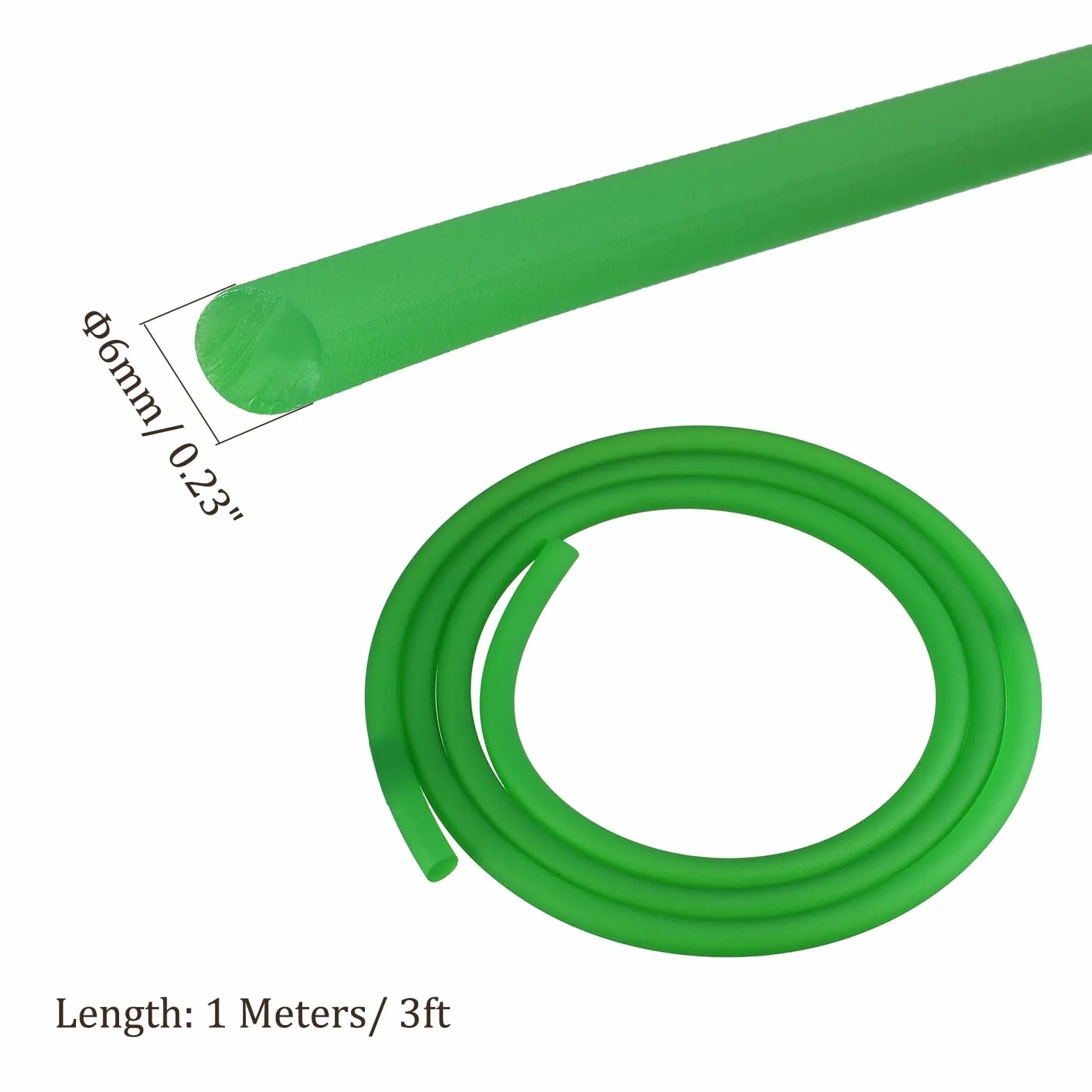 Correa Redonda de Uretano de Alto Rendimiento 1m x 6mm Correa de Transmisión de PU Verde