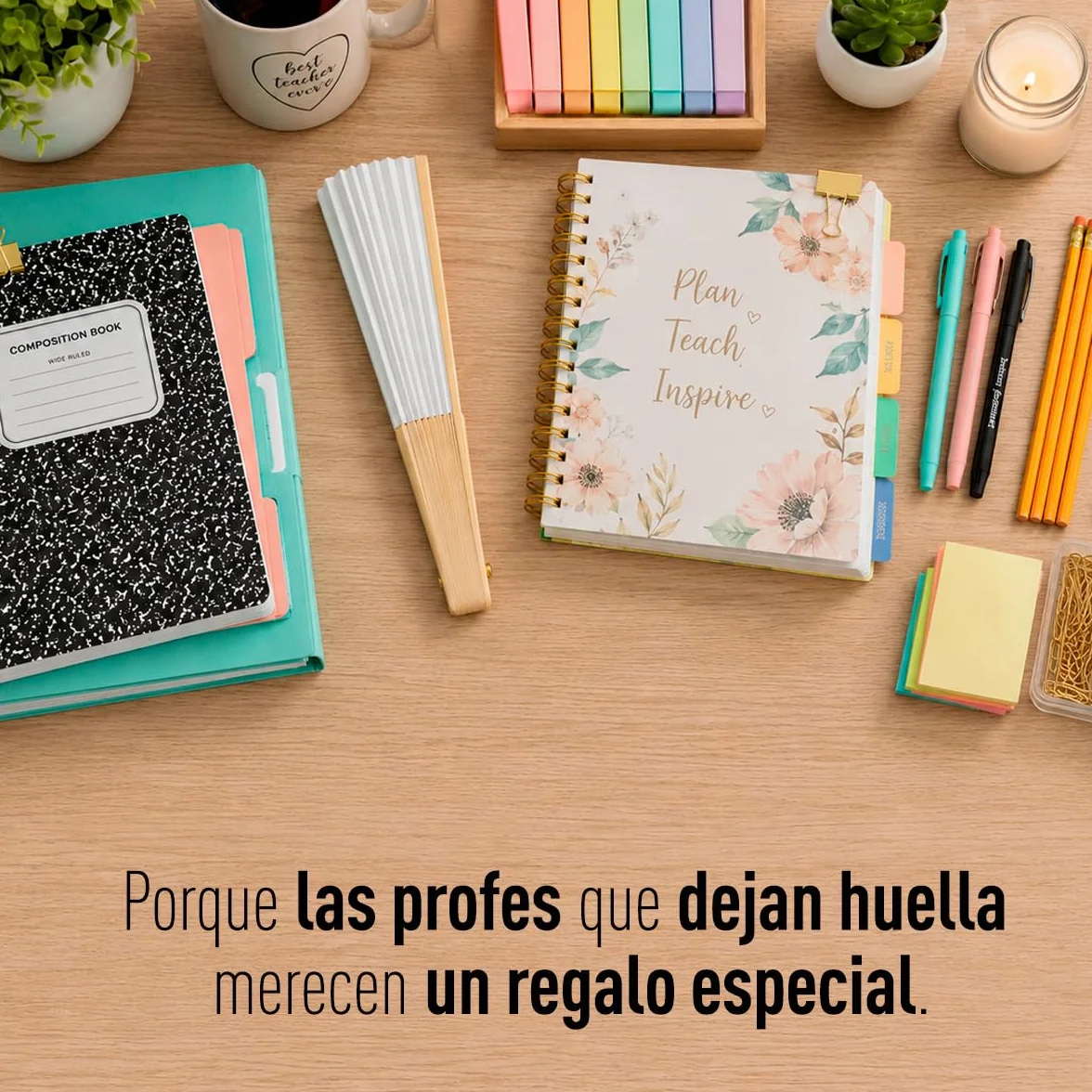 LINFORMAL - Abanicos Originales para Profesora - Hecho en España con Madera y Tela - Regalo Final de Curso - Diseño Elegante y Personalizado en Castellano o Catalán