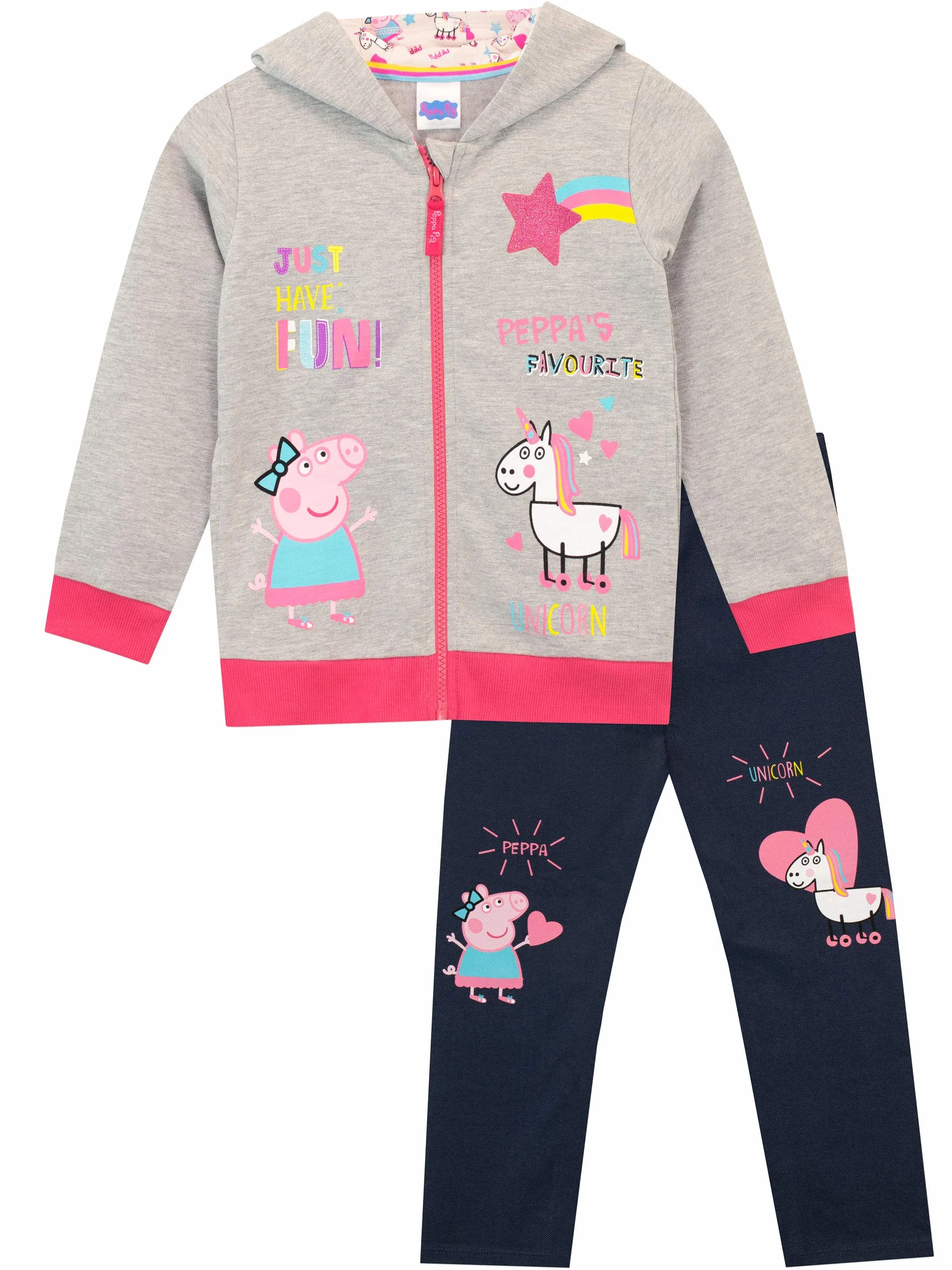 Peppa Pig Conjunto de Sudadera con capucha y leggings para Niñas Unicornio Multicolor 2-3 Años