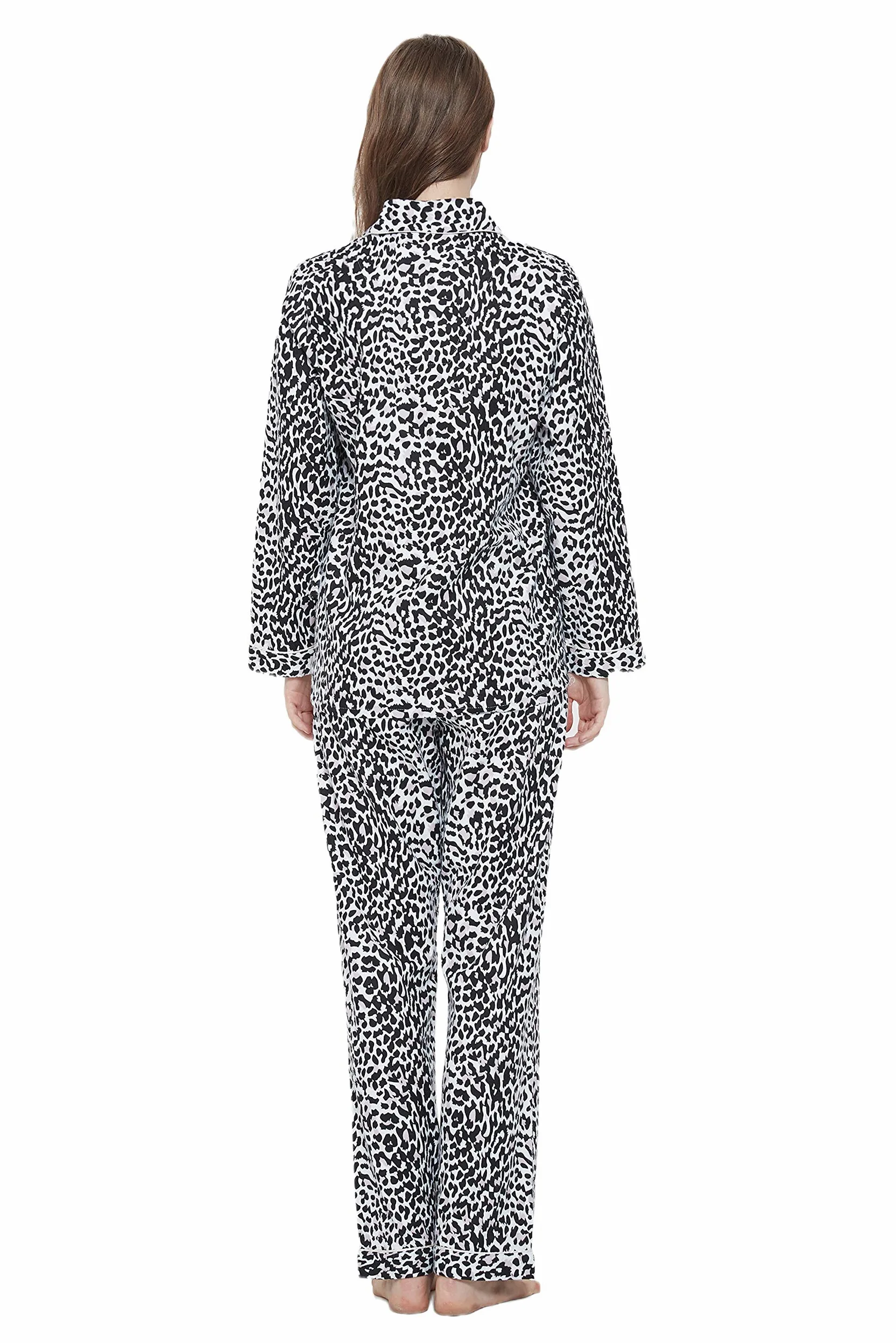 amaxer Conjunto de pijama de franela para mujer, 100% algodón, suave, de Navidad, para mujer, pijama de manga larga, con botones, ropa de dormir cálida