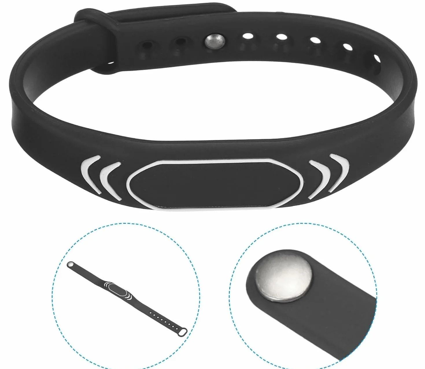 Pulsera Inteligente NFC NTAG213 Control de Acceso Impermeable RFID 13.56 MHz Negro
