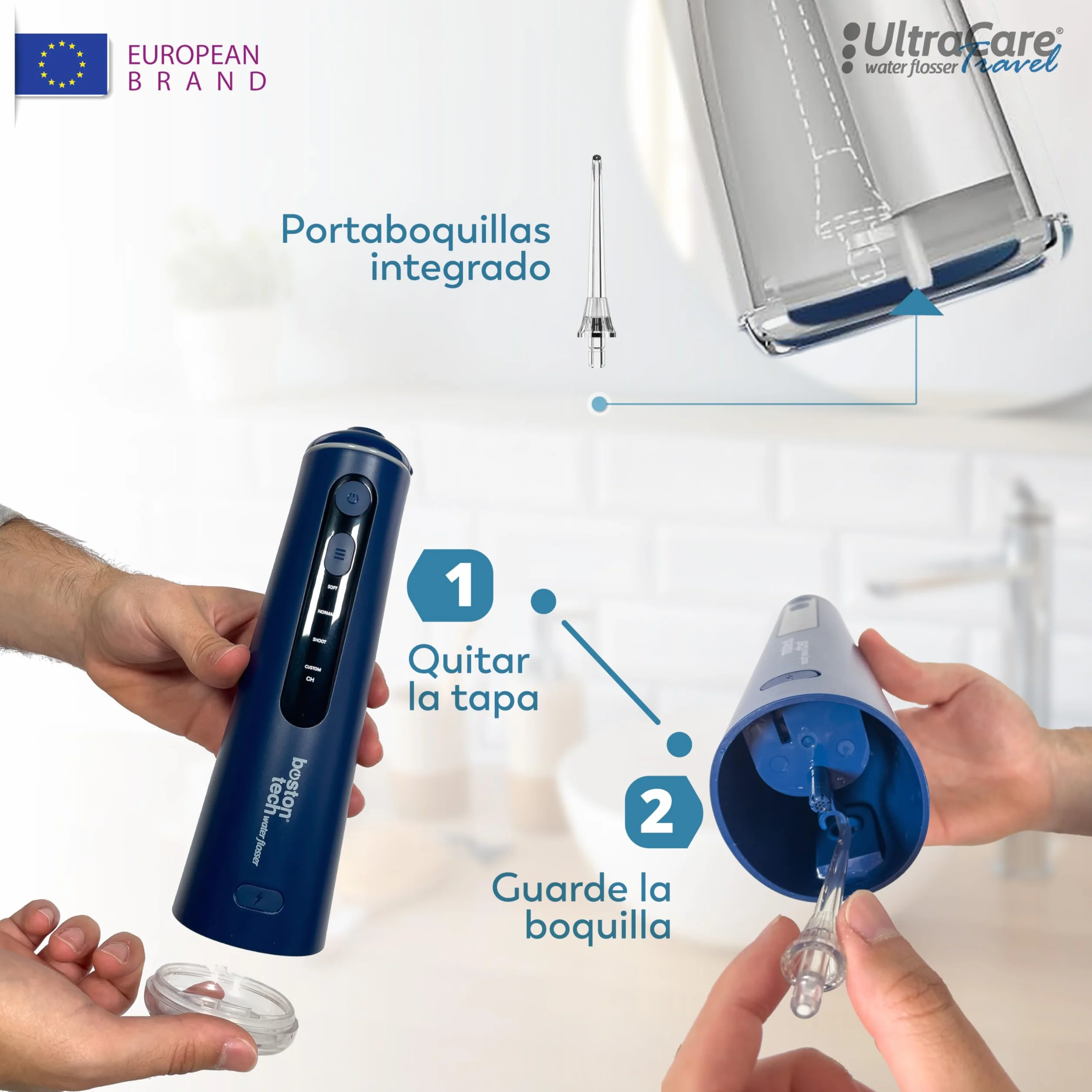 Aquapik Irrigador Bucal Portatil Inalámbrico Profesional 8 Boquillas 4 Modos IPX7 300ML USB-C Recargable