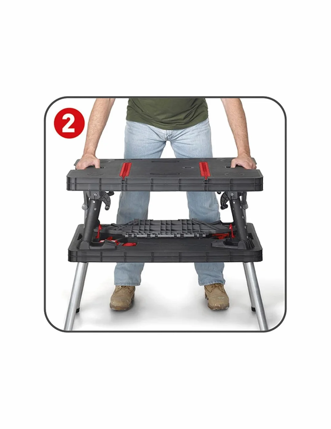 Keter Mesa de herramientas plegable 450 kg 85 x 55,5 x 11,2 cm cerrado 91 x 55,5 x 75,5 cm abierto Negro