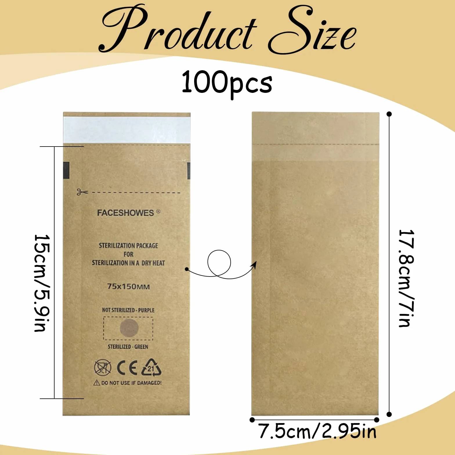 Esterilizador Manicura Desechable Autoclave Papel Kraft Bolsas Esterilizacion Autoadhesivo