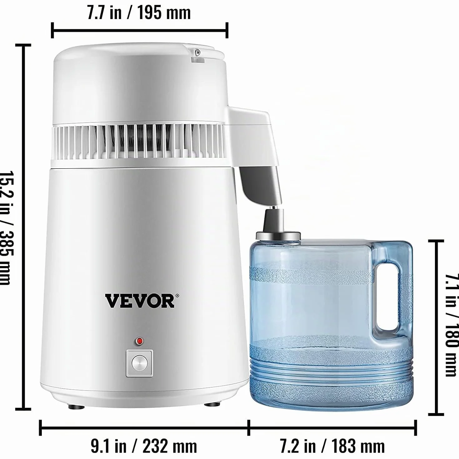VEVOR Destilador de Agua 4L Acero Inoxidable Purificador Filtros Destilación