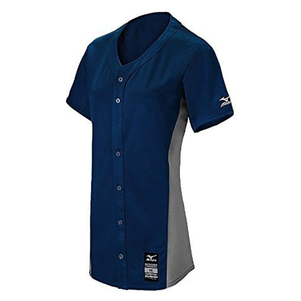 Mizuno 350582.5191.04.S - Camiseta de Manga Corta para niña, Color Azul Marino y Gris
