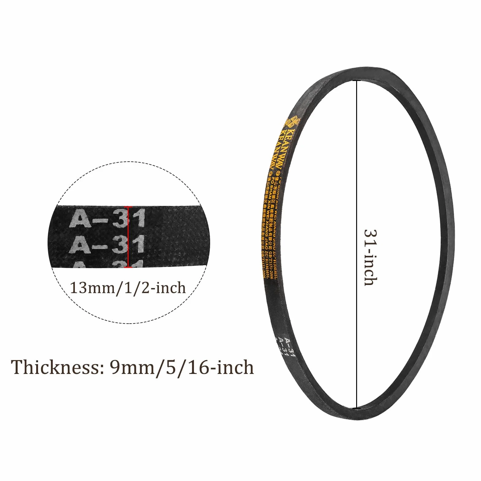 A-31 Transmisión Trapezoidal Correa 31 Pulgadas Interior Circunferencia A-Sección Goma