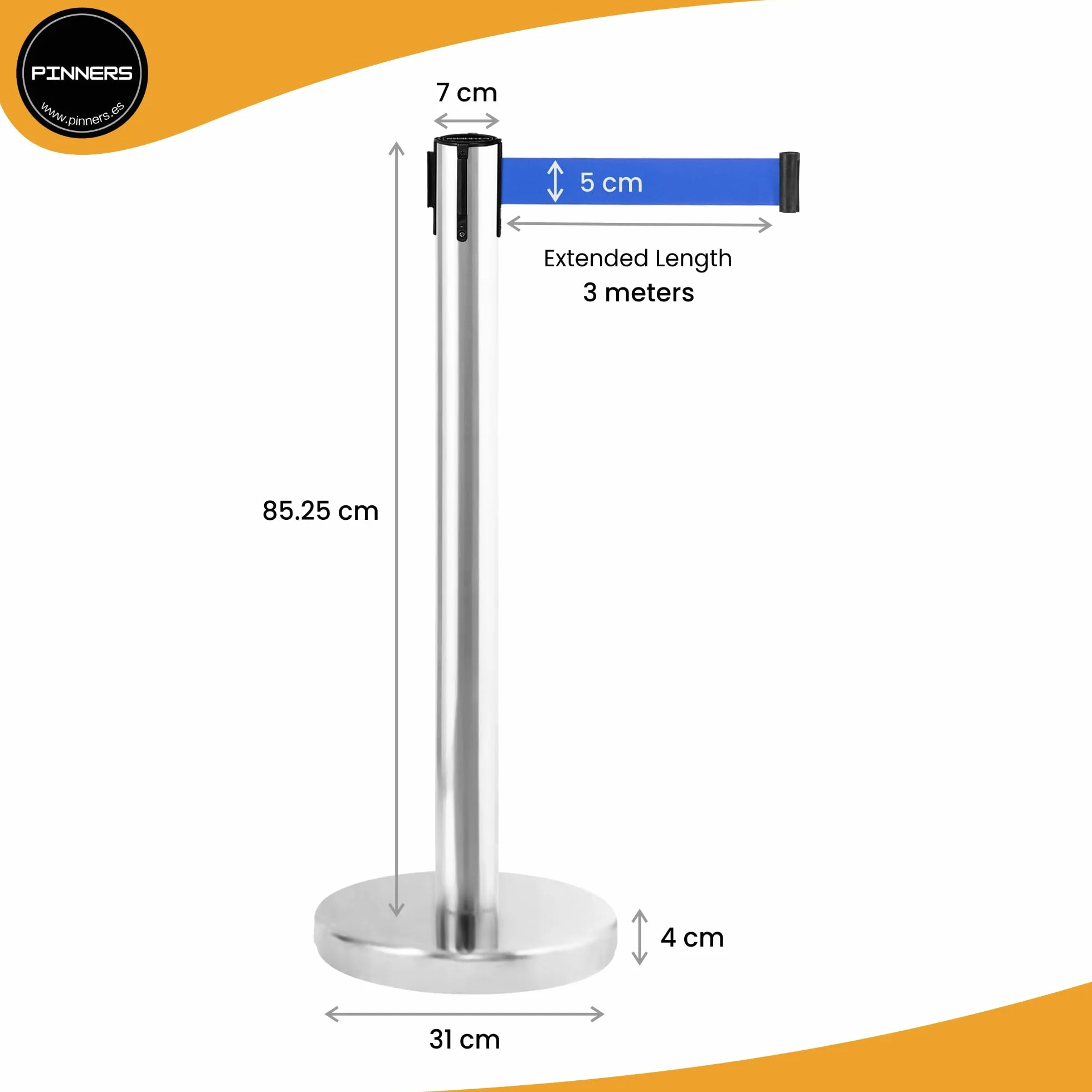 Poste Separador Cinta Extensible 3 metros (2uds) Barrera Delimitadora Prohibido el Paso
