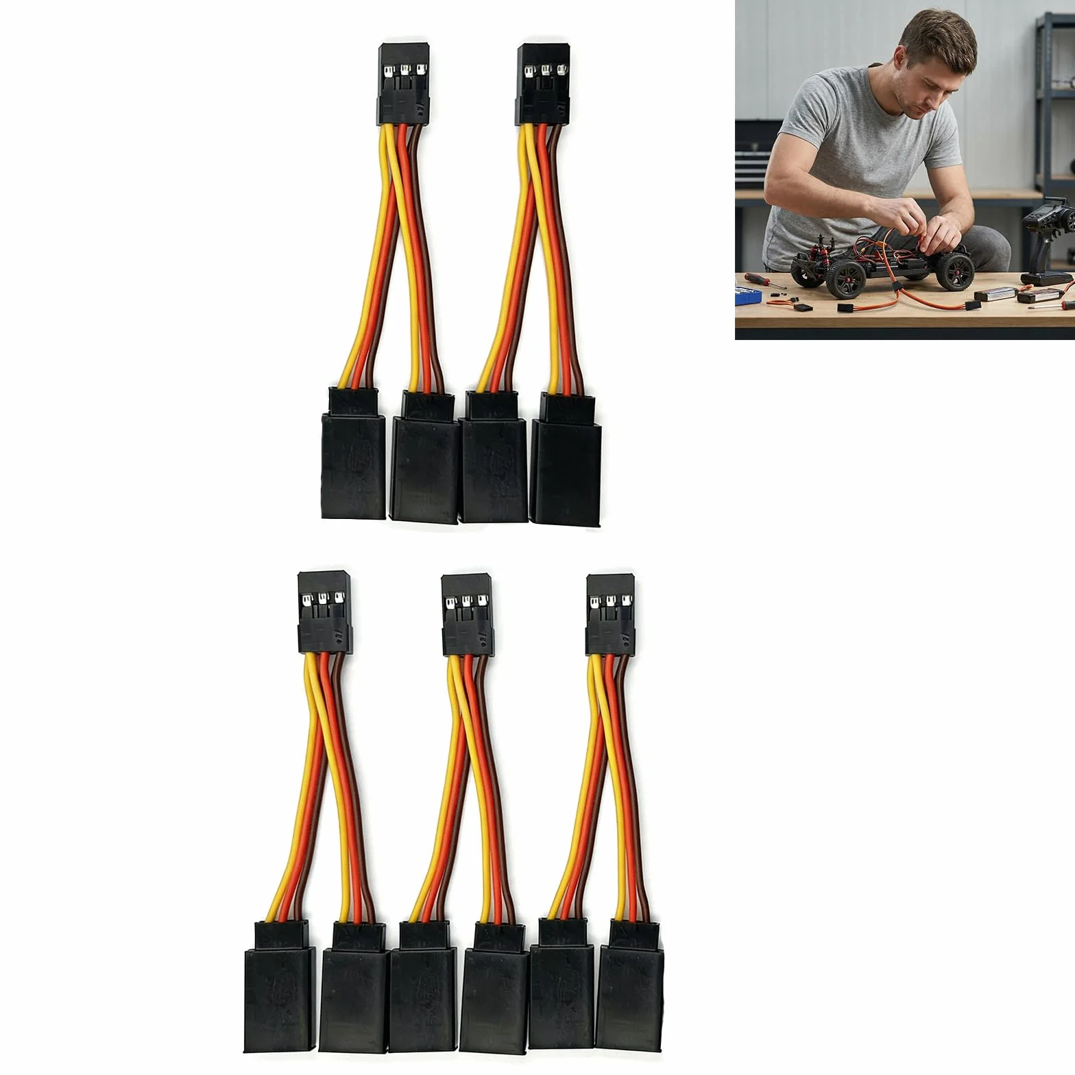 5 Unidades Cable Divisor Y para Servo 20AWG - Cable de Extensión para Receptor RC - Compatible con Futaba, JR, Hitec - 7 cm