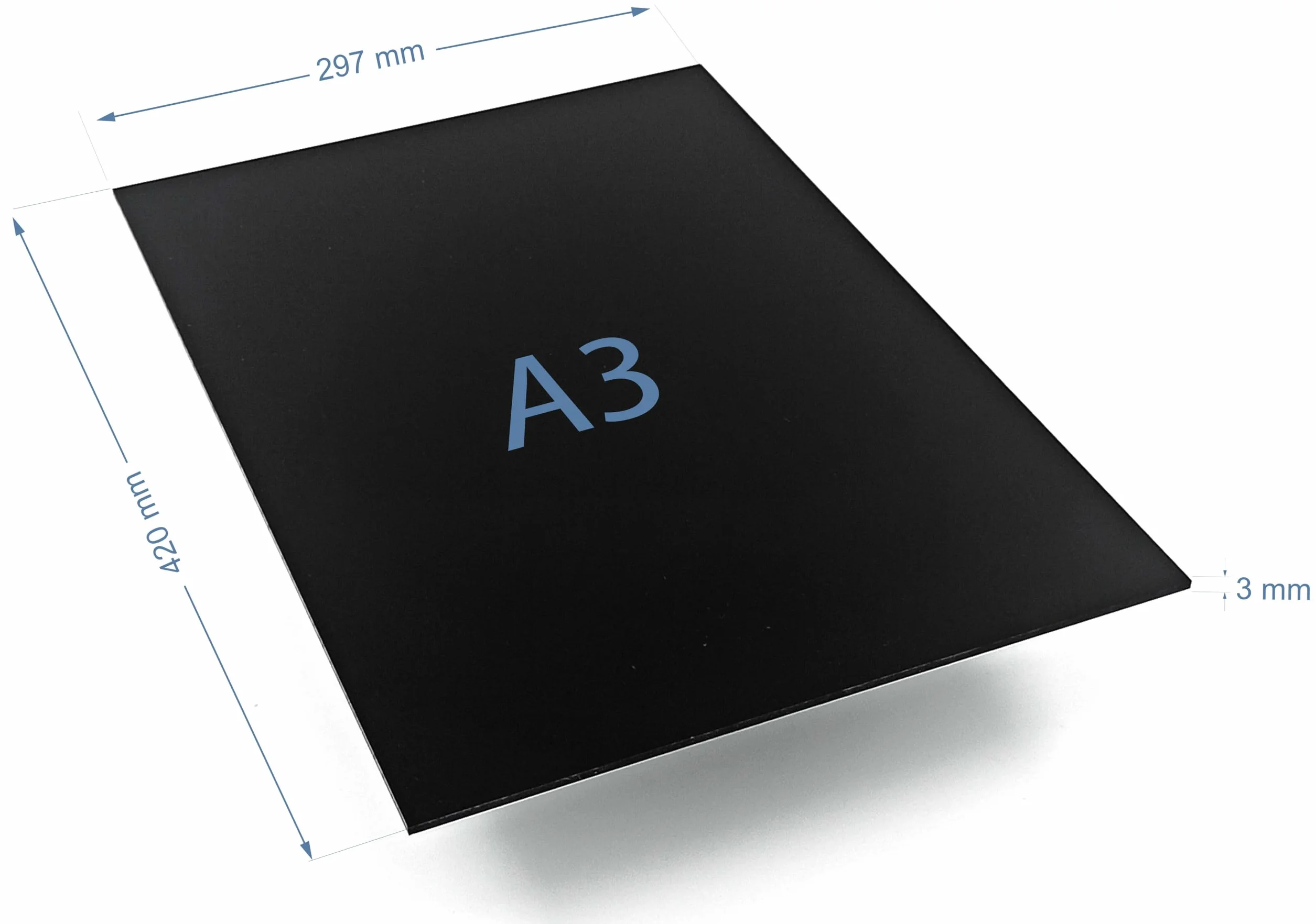 GOYAPRINT Metacrilato Negro 3mm Plancha Plástico Rígido A3 Lámina de Acrílico