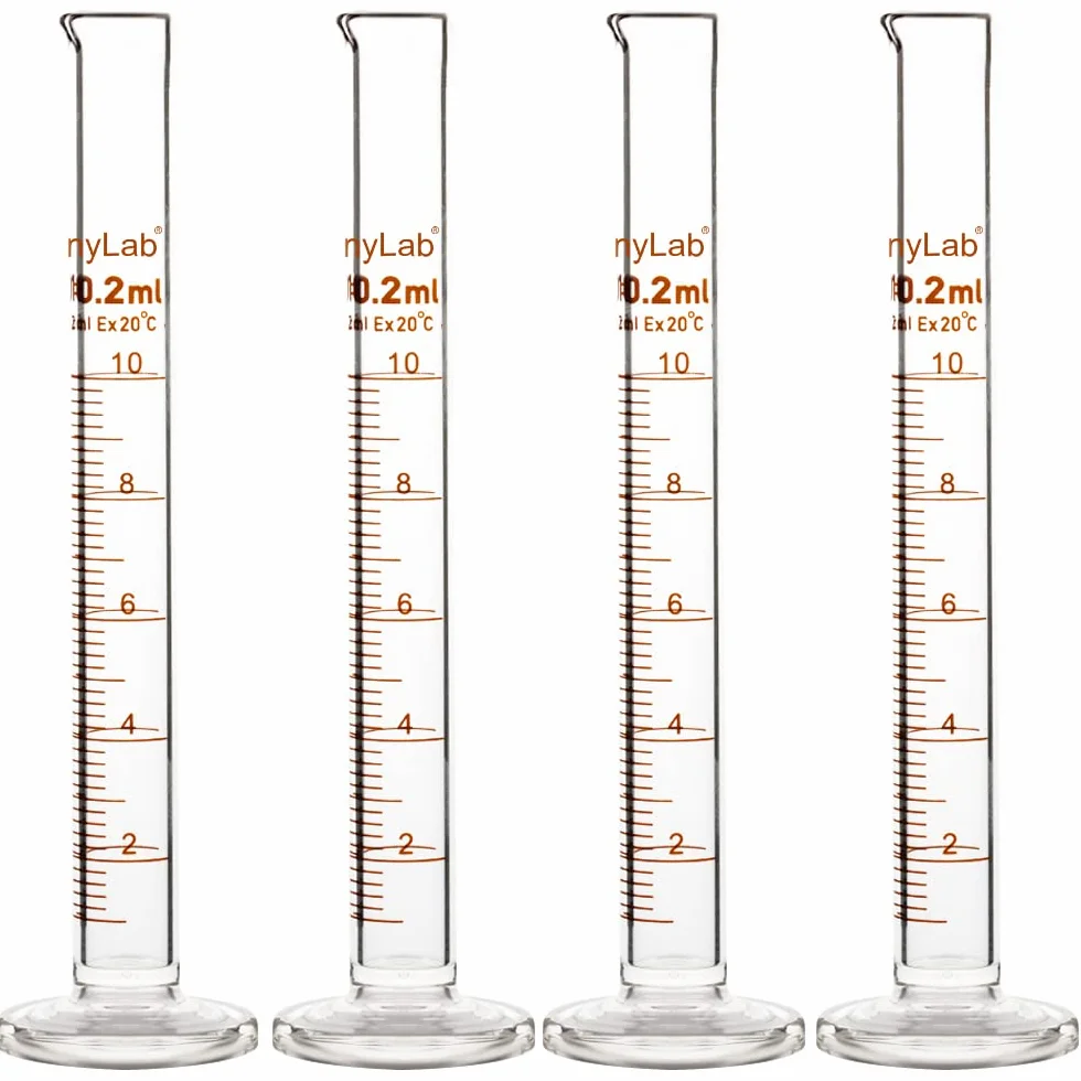 StonyLab Cilindro de Medición Graduado de Vidrio de Borosilicato 10 ml 4-Pack